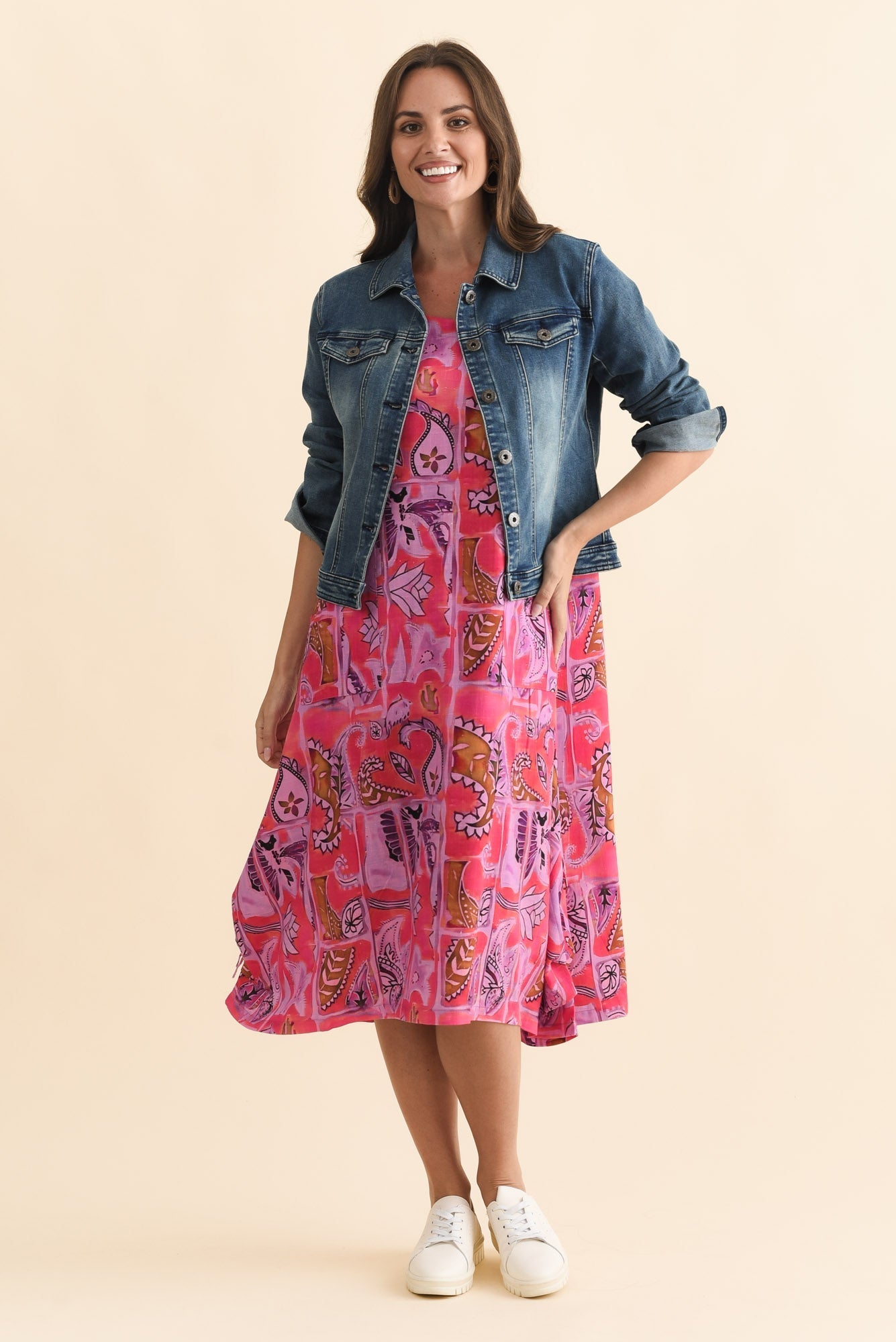 Hailee Pink Paisley Linen Cotton Dress