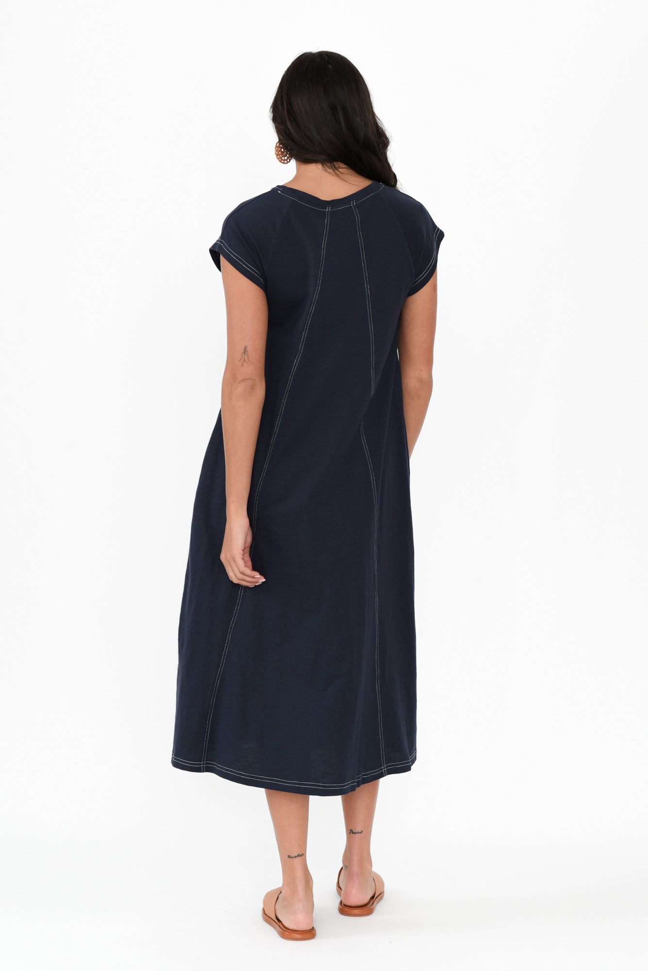 Haisley Navy Contrast Cotton Dress