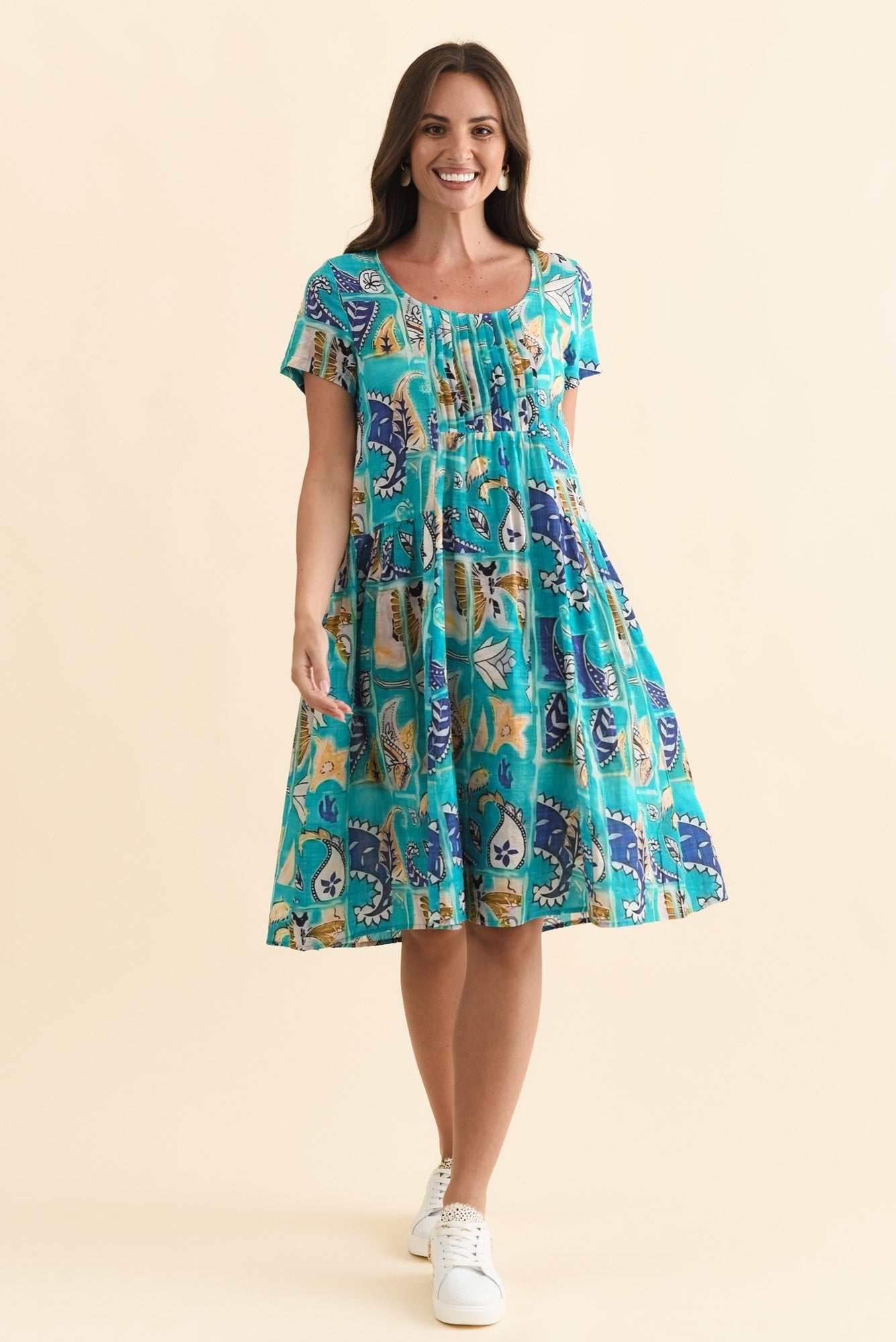 Hanoi Blue Paisley Cotton Blend Dress