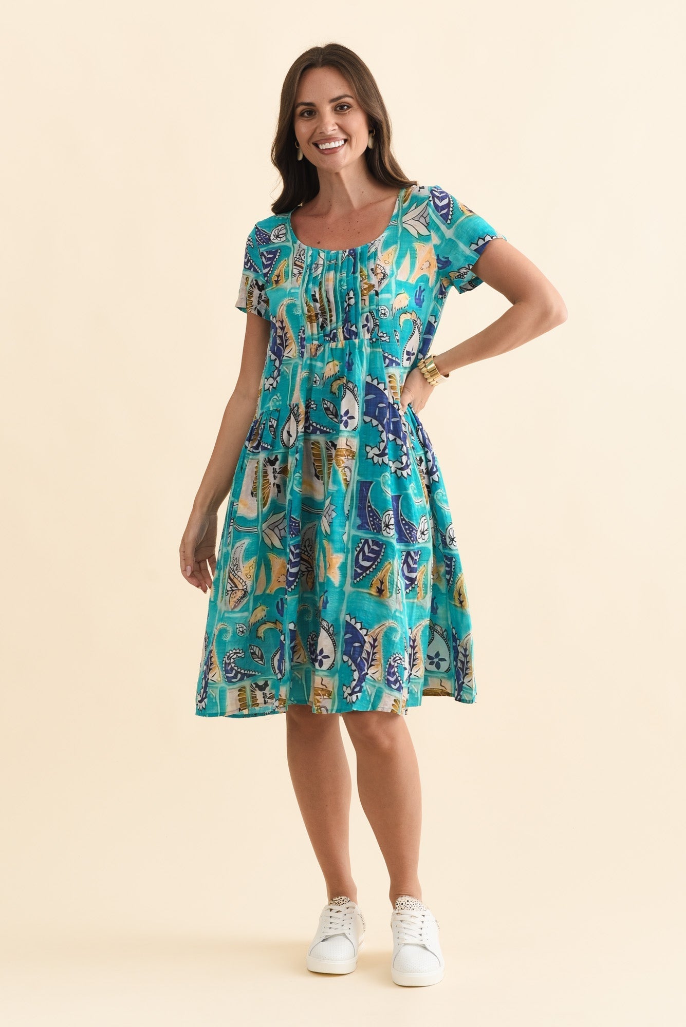 Hanoi Blue Paisley Cotton Blend Dress