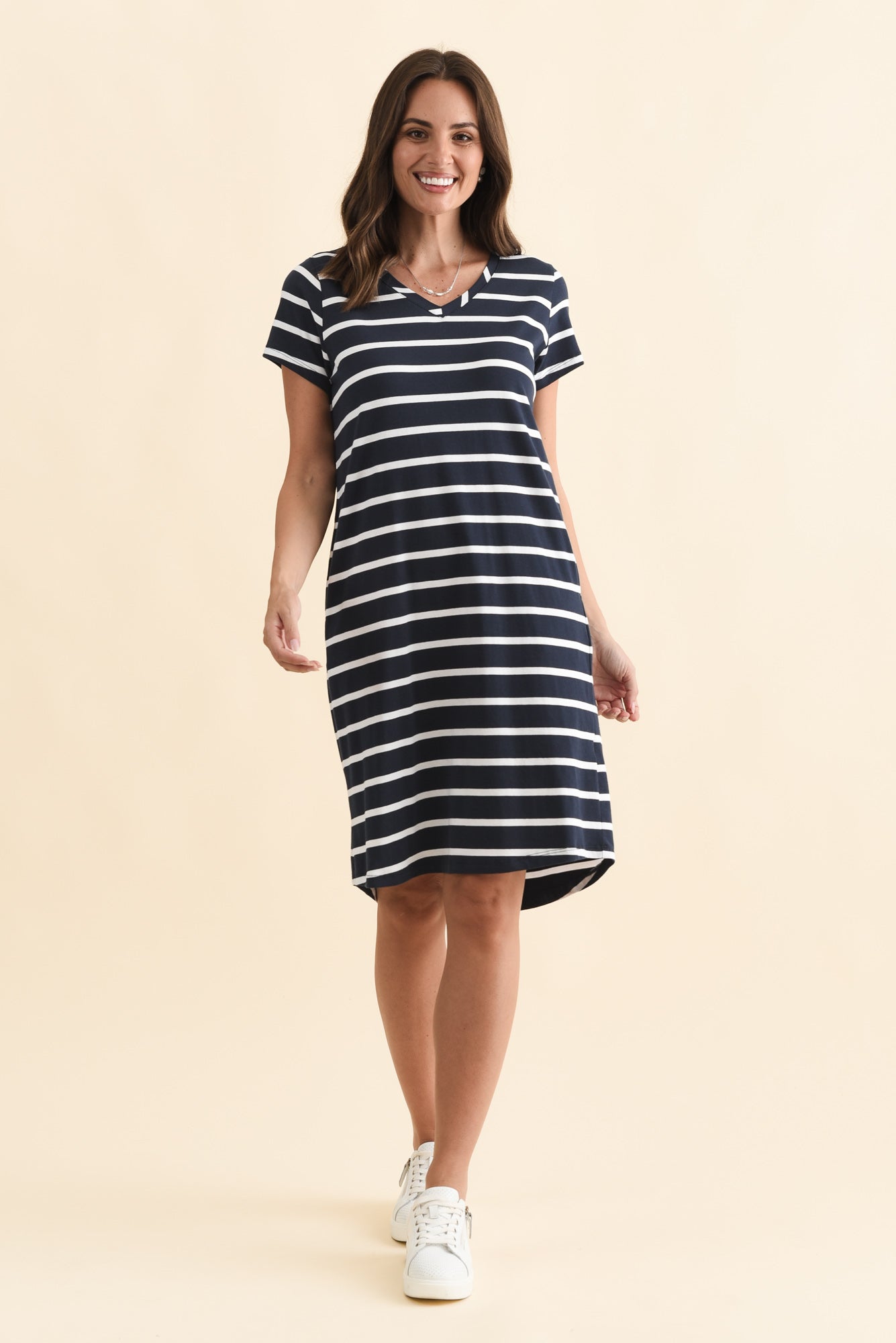 Harley Navy Stripe Cotton Tee Dress