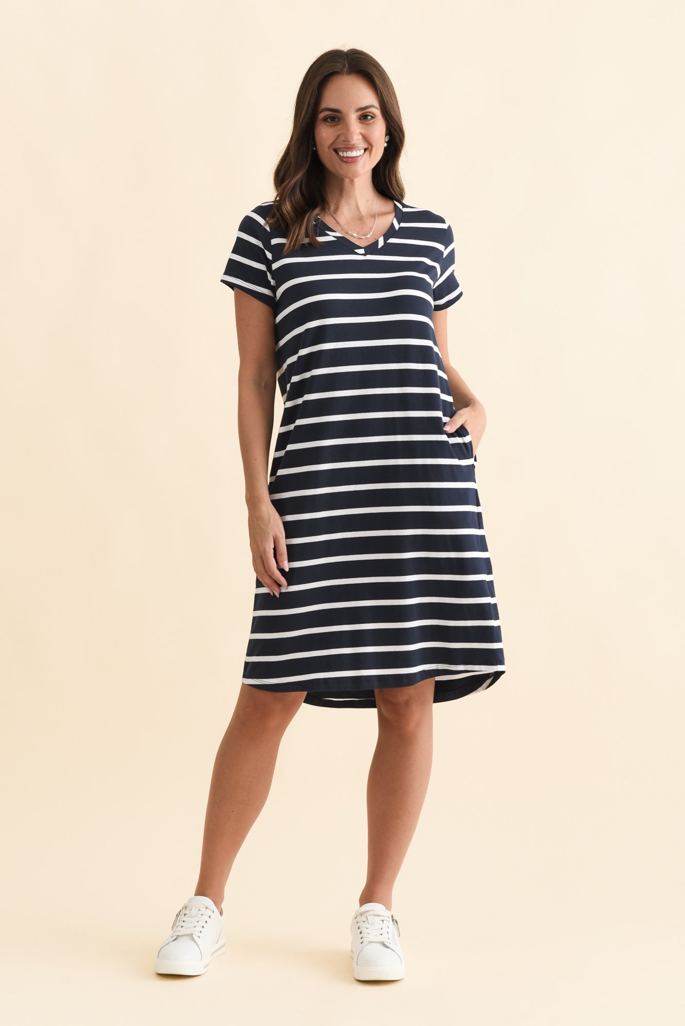 Harley Navy Stripe Cotton Tee Dress