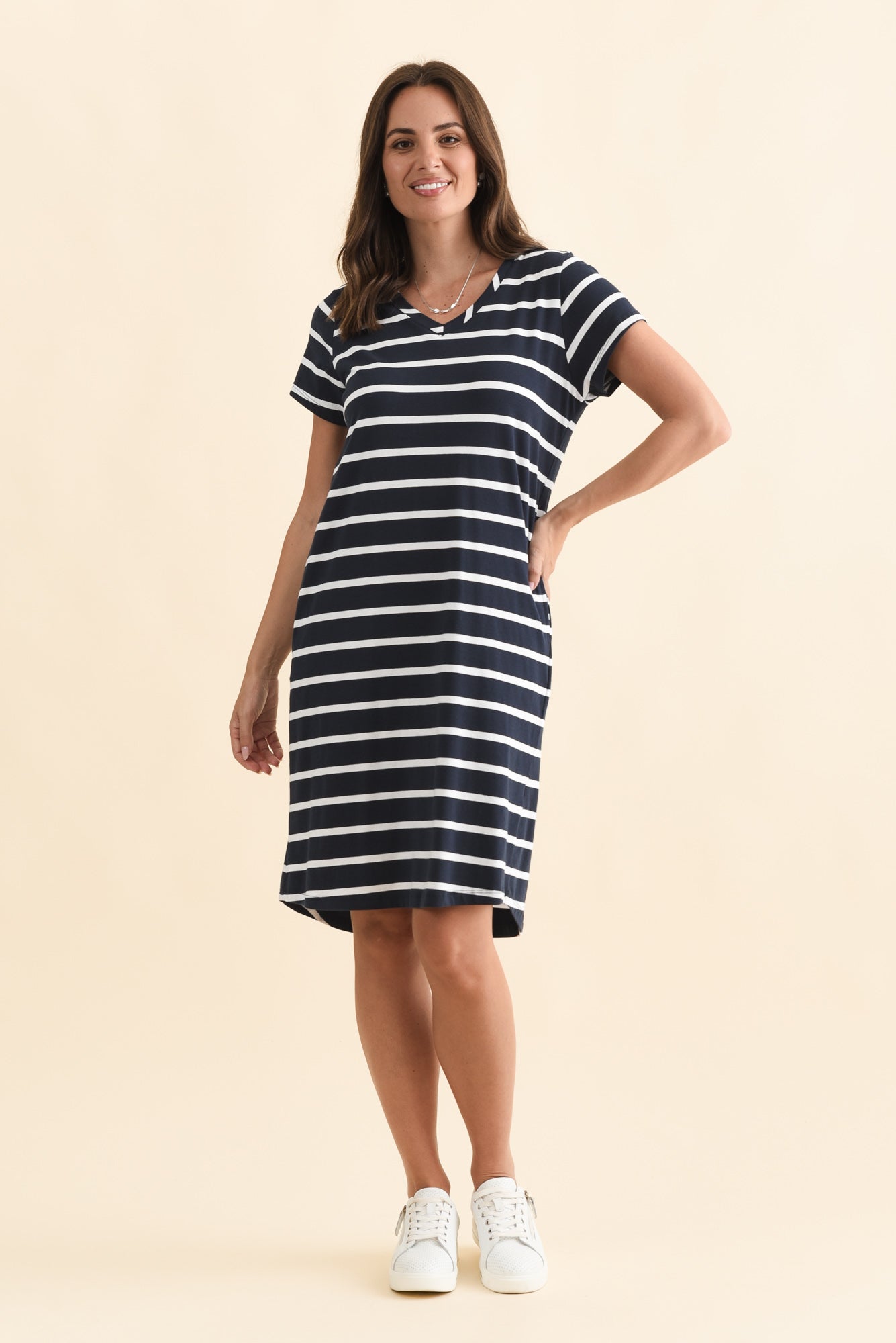 Harley Navy Stripe Cotton Tee Dress