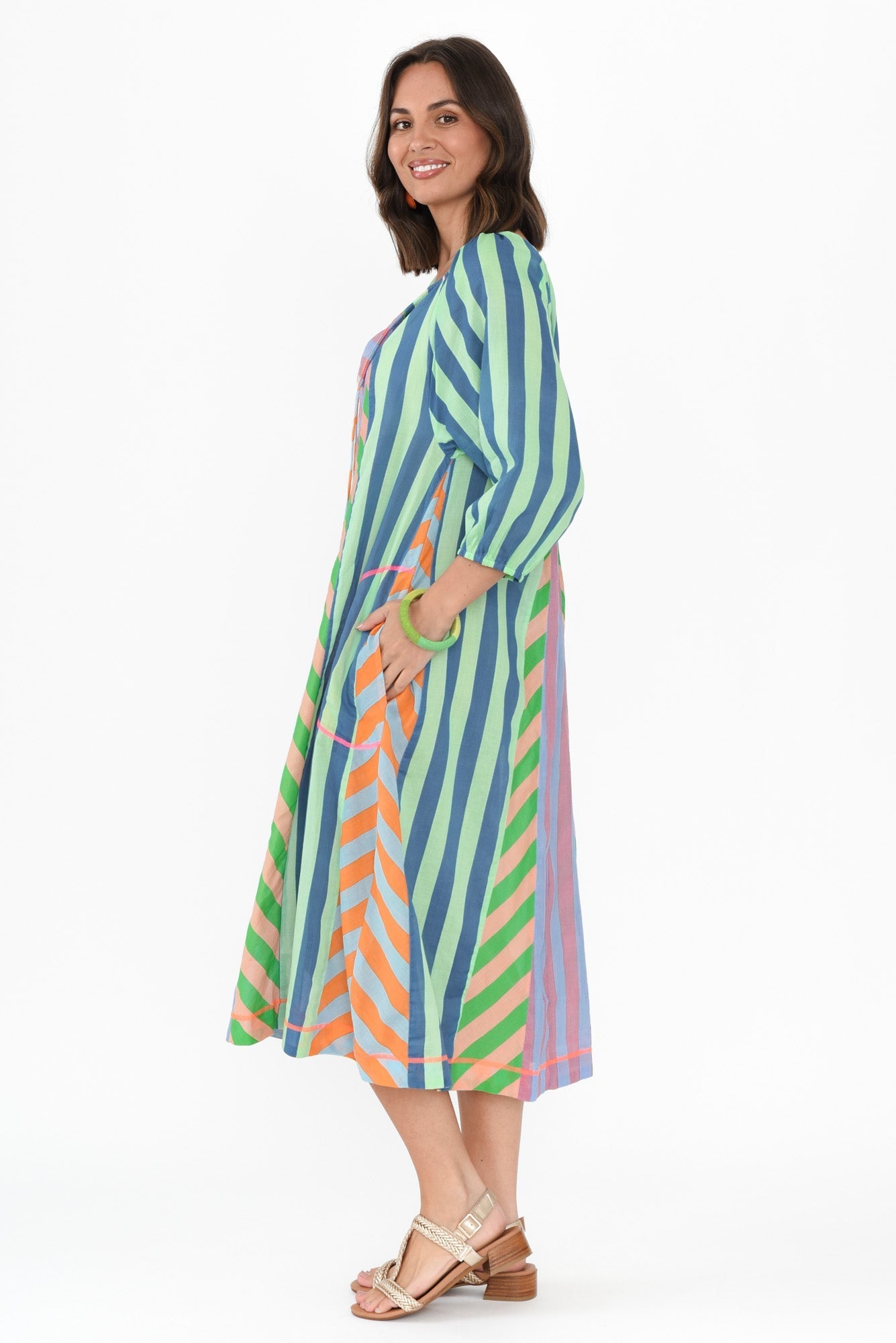 Hattie Blue Stripe Cotton Pocket Dress