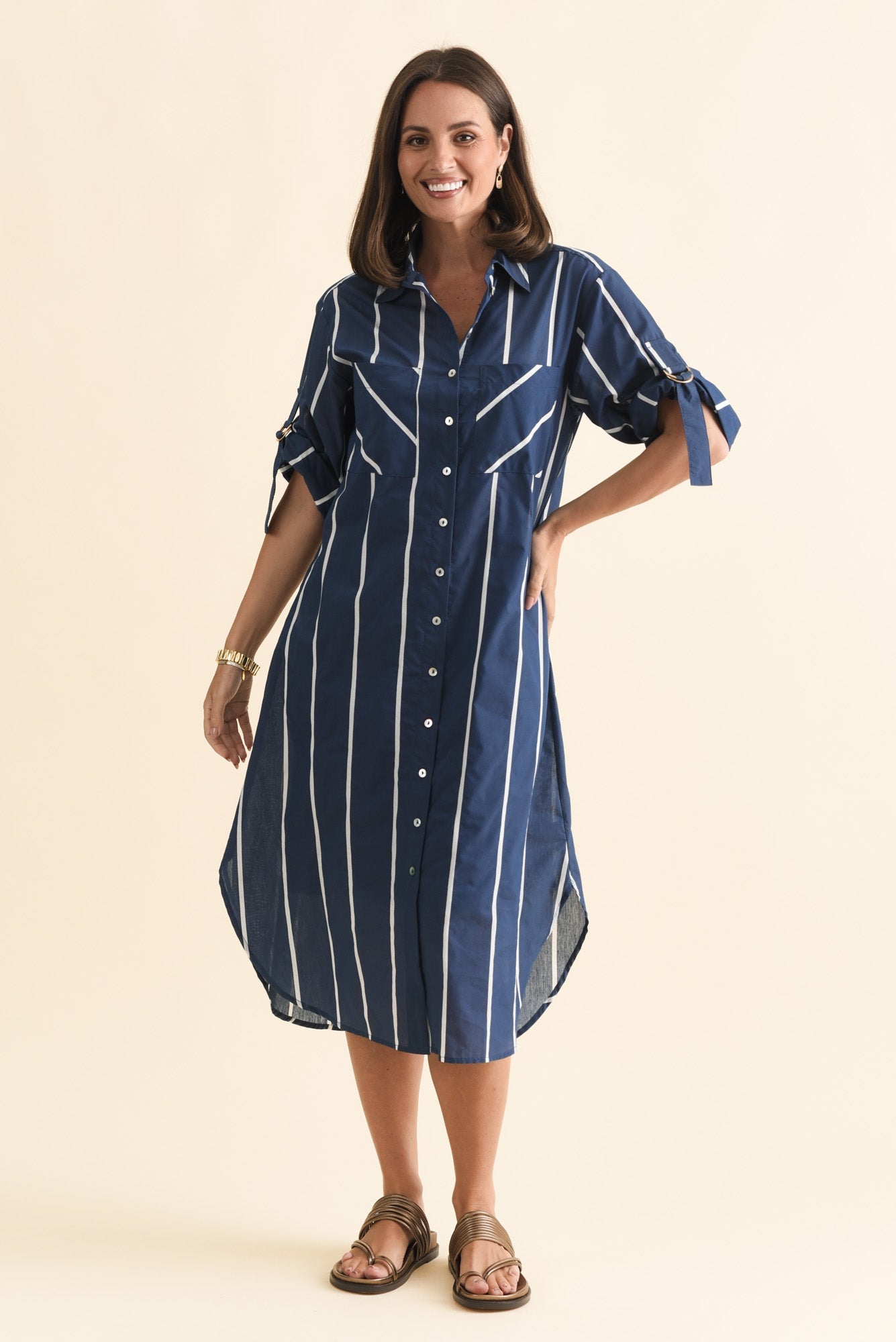 Hayman Navy Stripe Shirt Dress