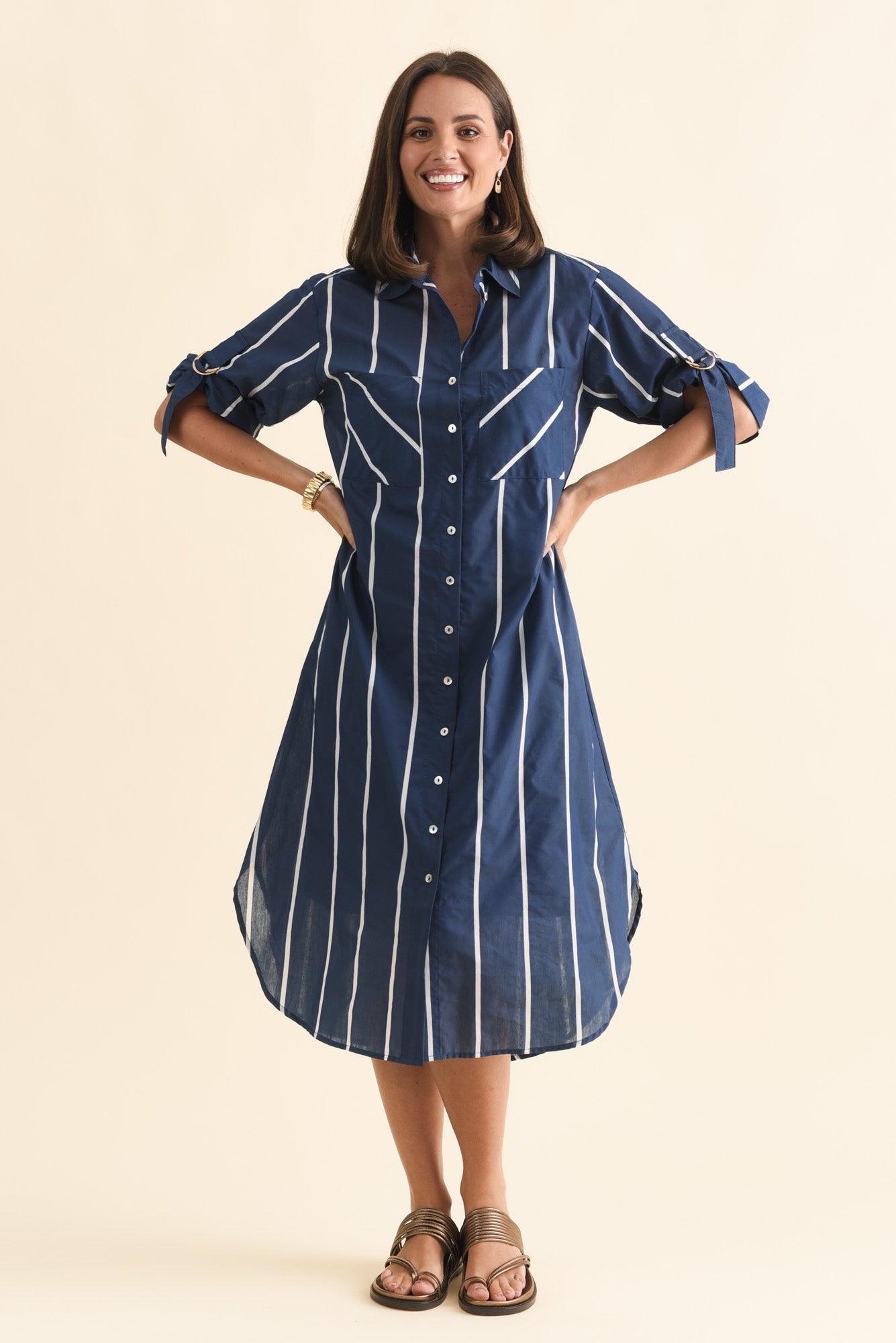 Hayman Navy Stripe Shirt Dress