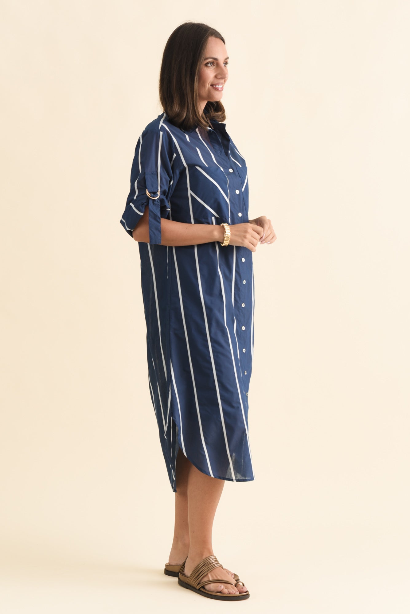 Hayman Navy Stripe Shirt Dress