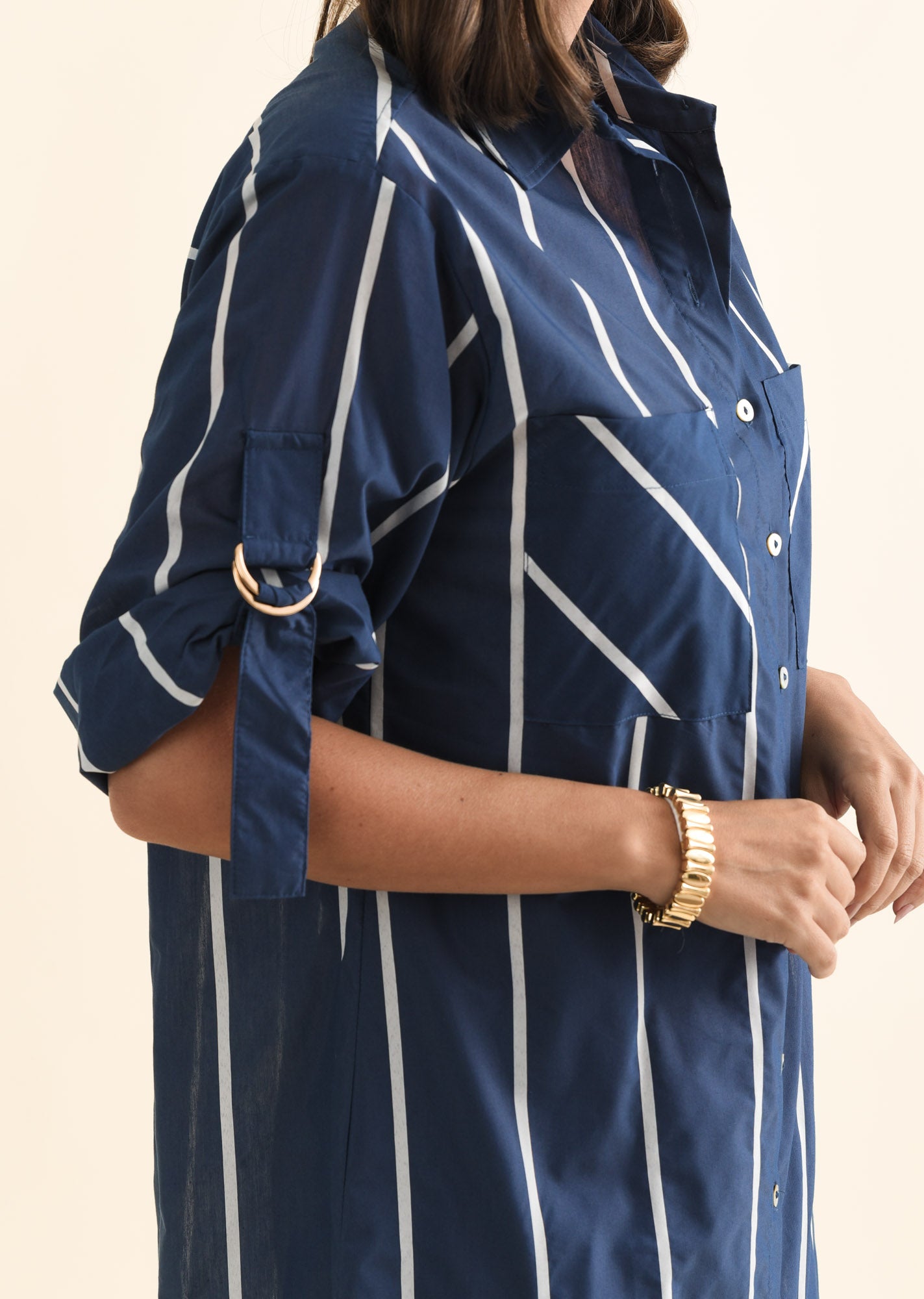 Hayman Navy Stripe Shirt Dress