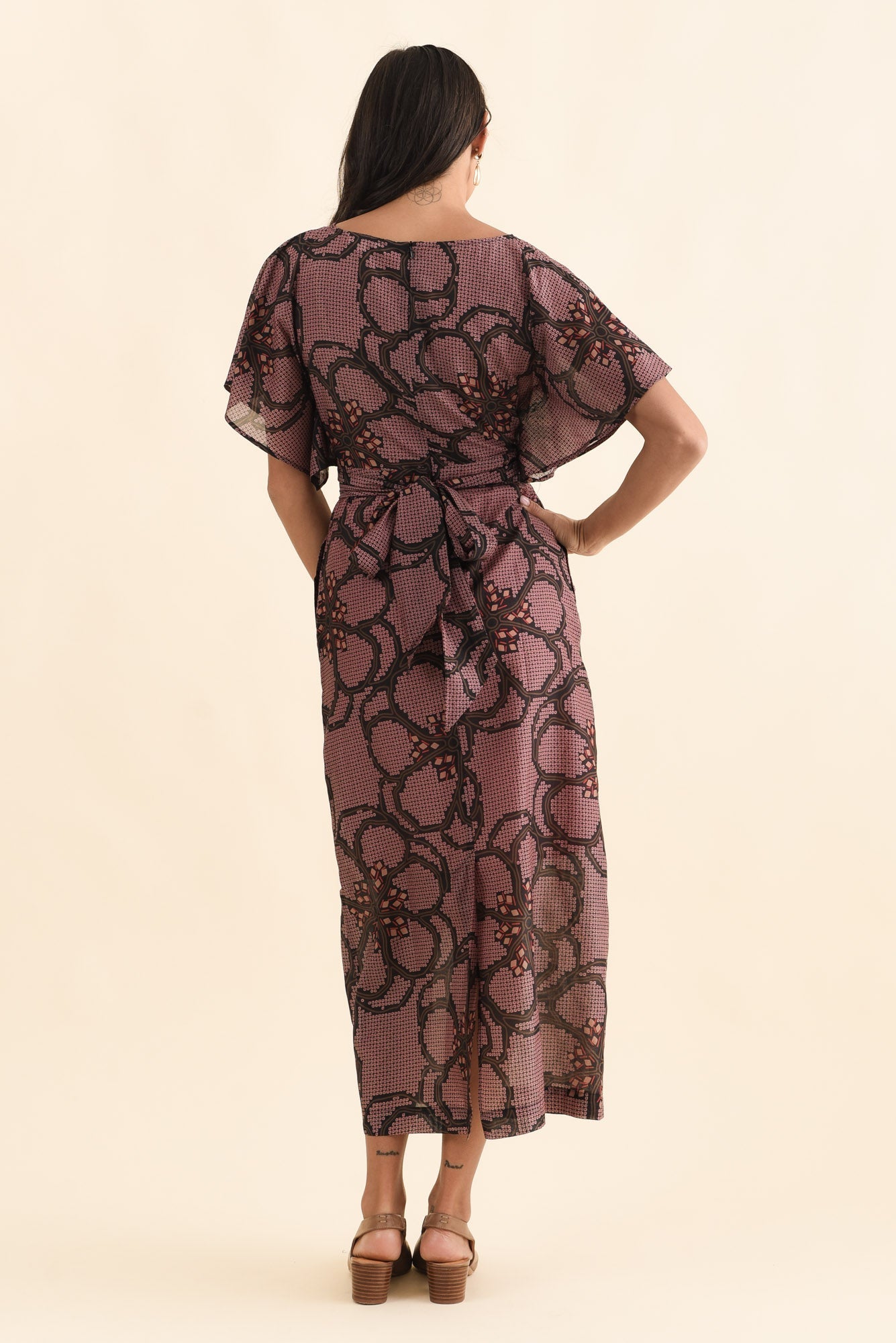 Isa Pink Floral Cotton Silk Dress