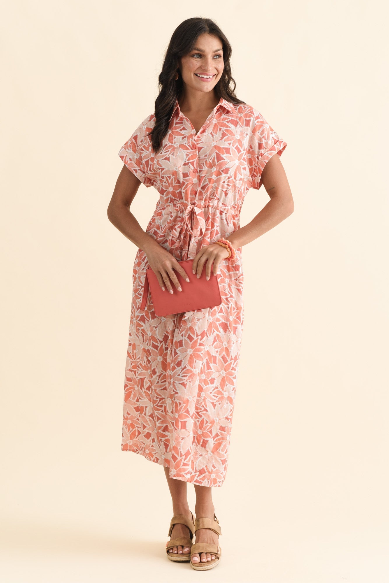 Jacqueline Red Flower Tie Dress