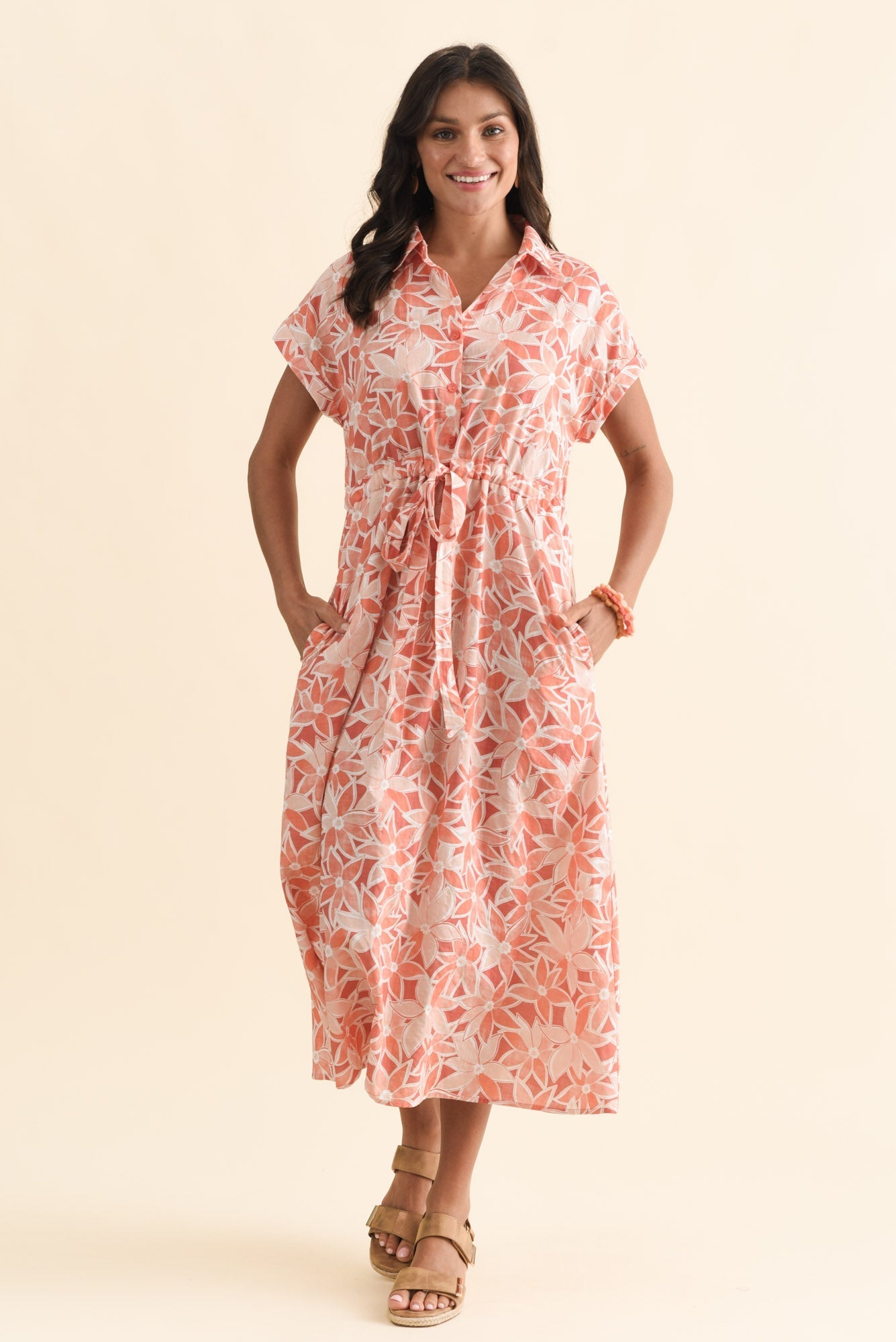 Jacqueline Red Flower Tie Dress