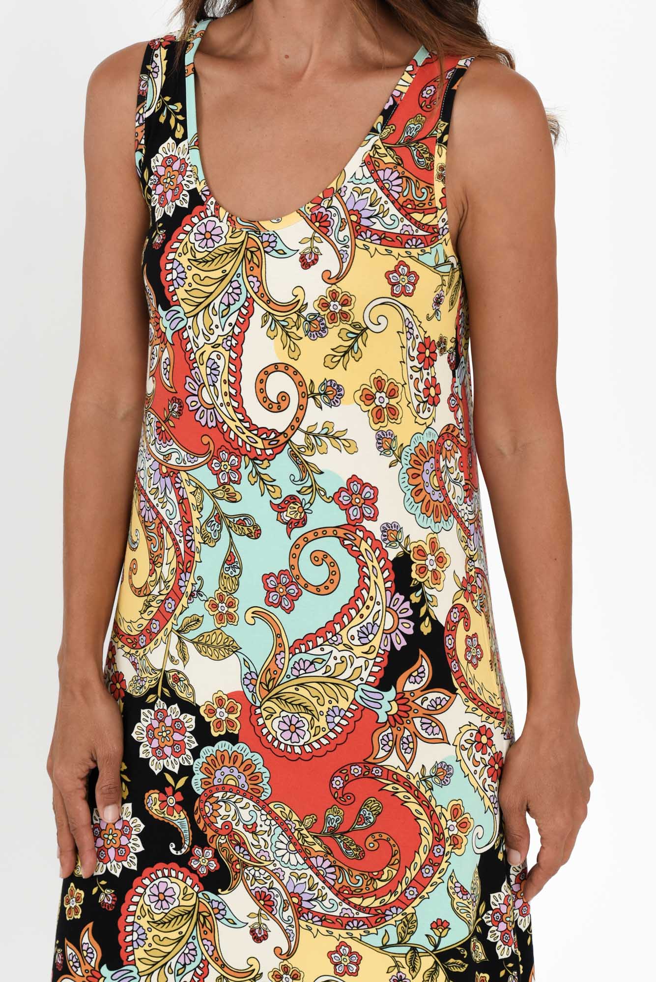 Janet Rust Paisley Bamboo Maxi Dress