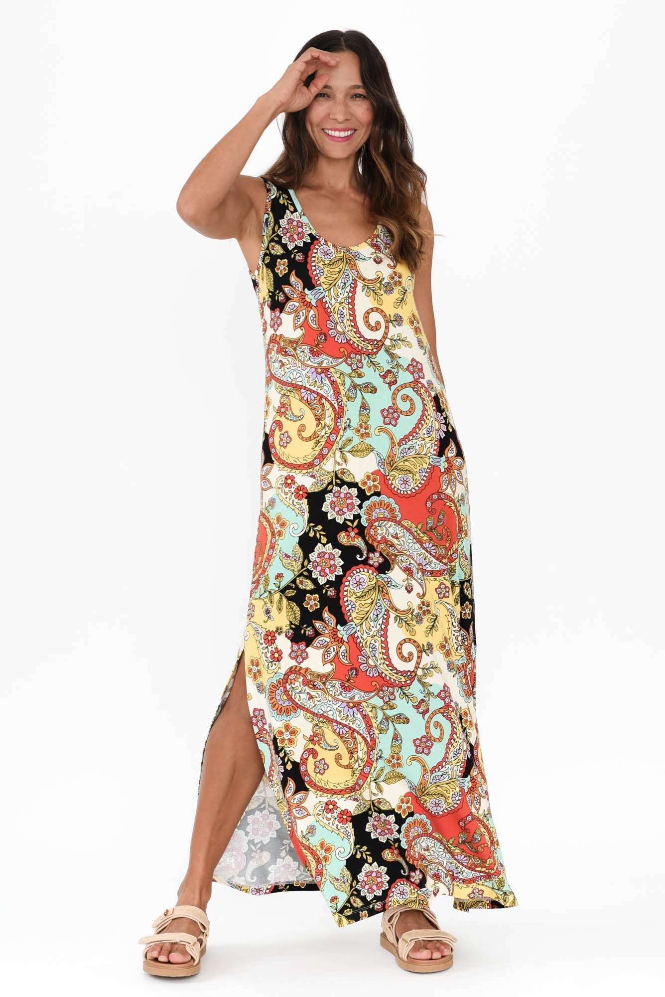 Janet Rust Paisley Bamboo Maxi Dress
