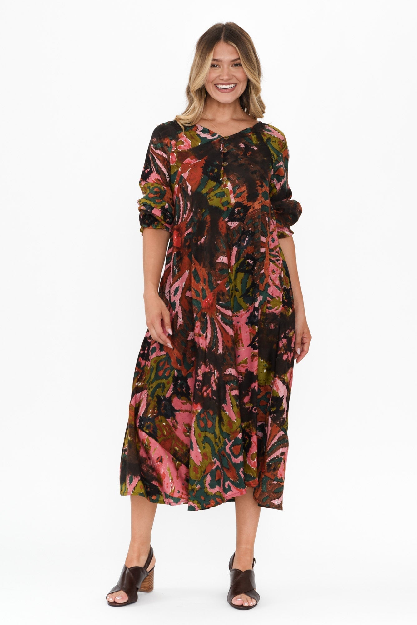 Jillian Pink Abstract Pocket Dress