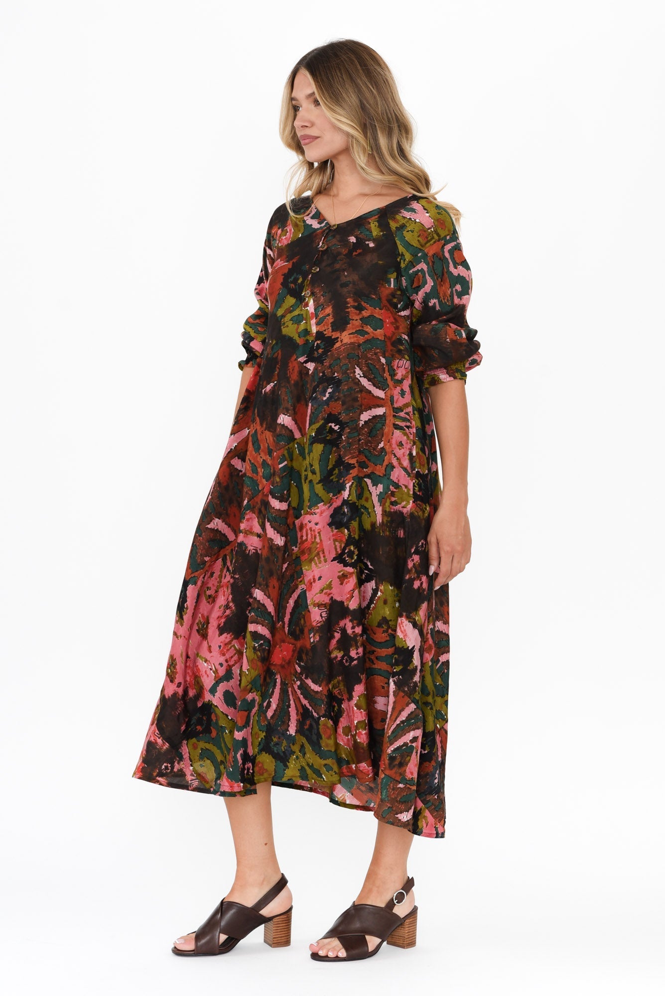 Jillian Pink Abstract Pocket Dress