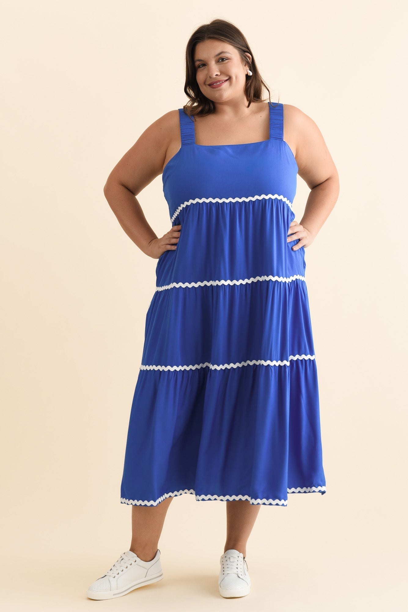 Josie Cobalt Contrast Tier Dress