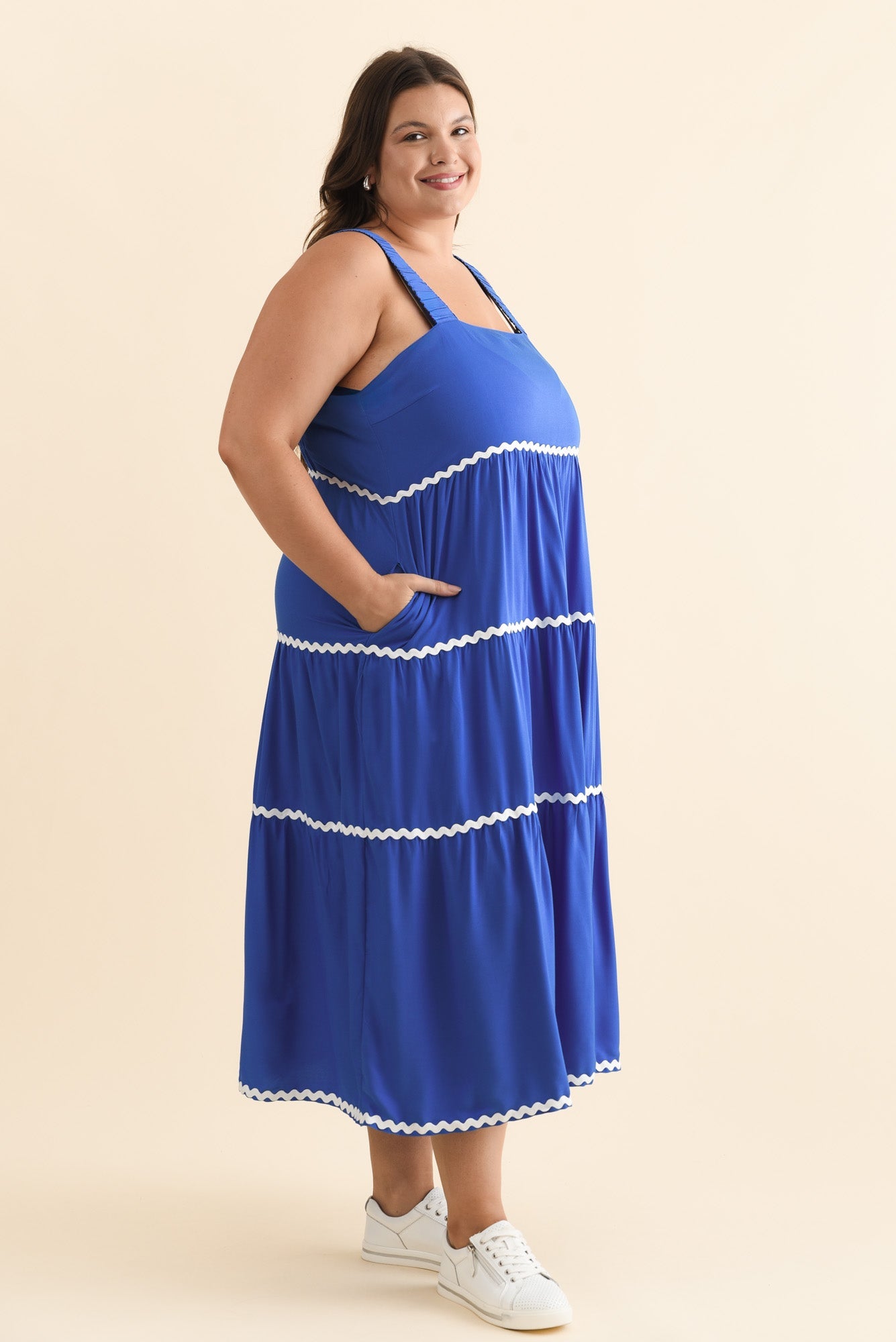 Josie Cobalt Contrast Tier Dress