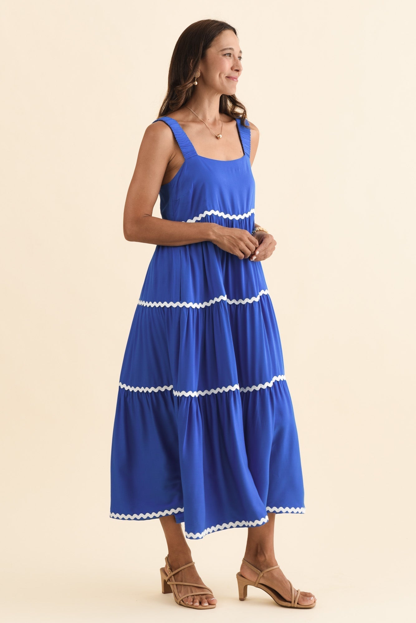 Josie Cobalt Contrast Tier Dress