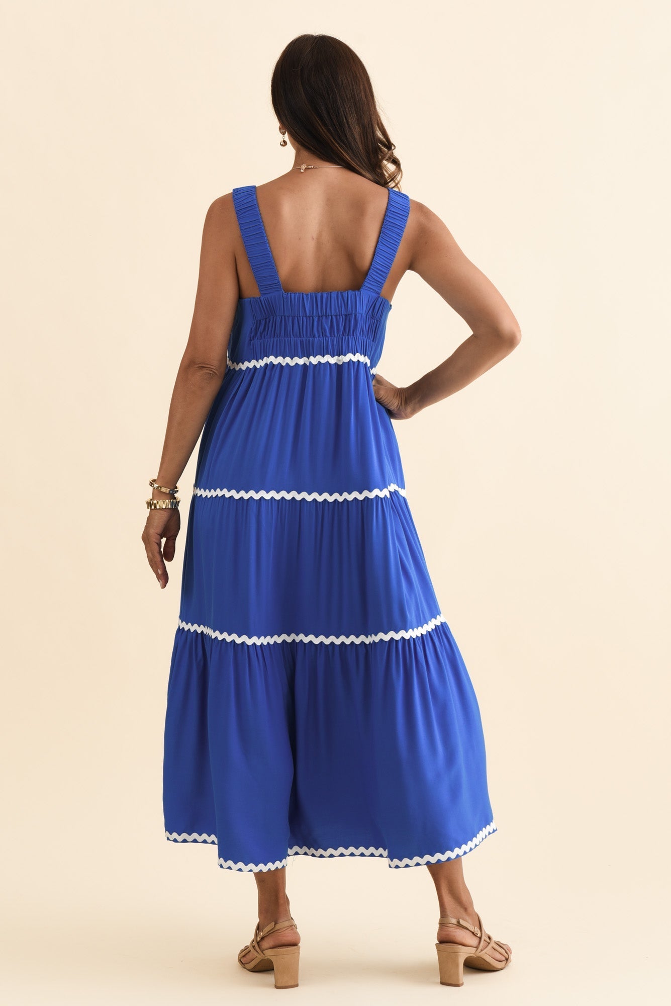 Josie Cobalt Contrast Tier Dress