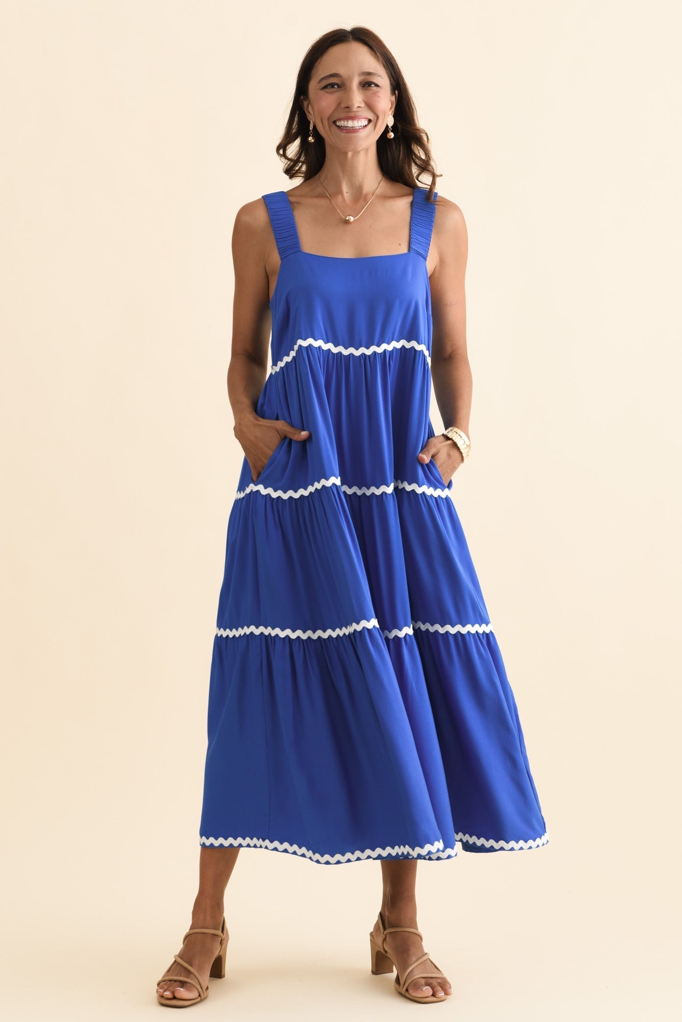 Josie Cobalt Contrast Tier Dress
