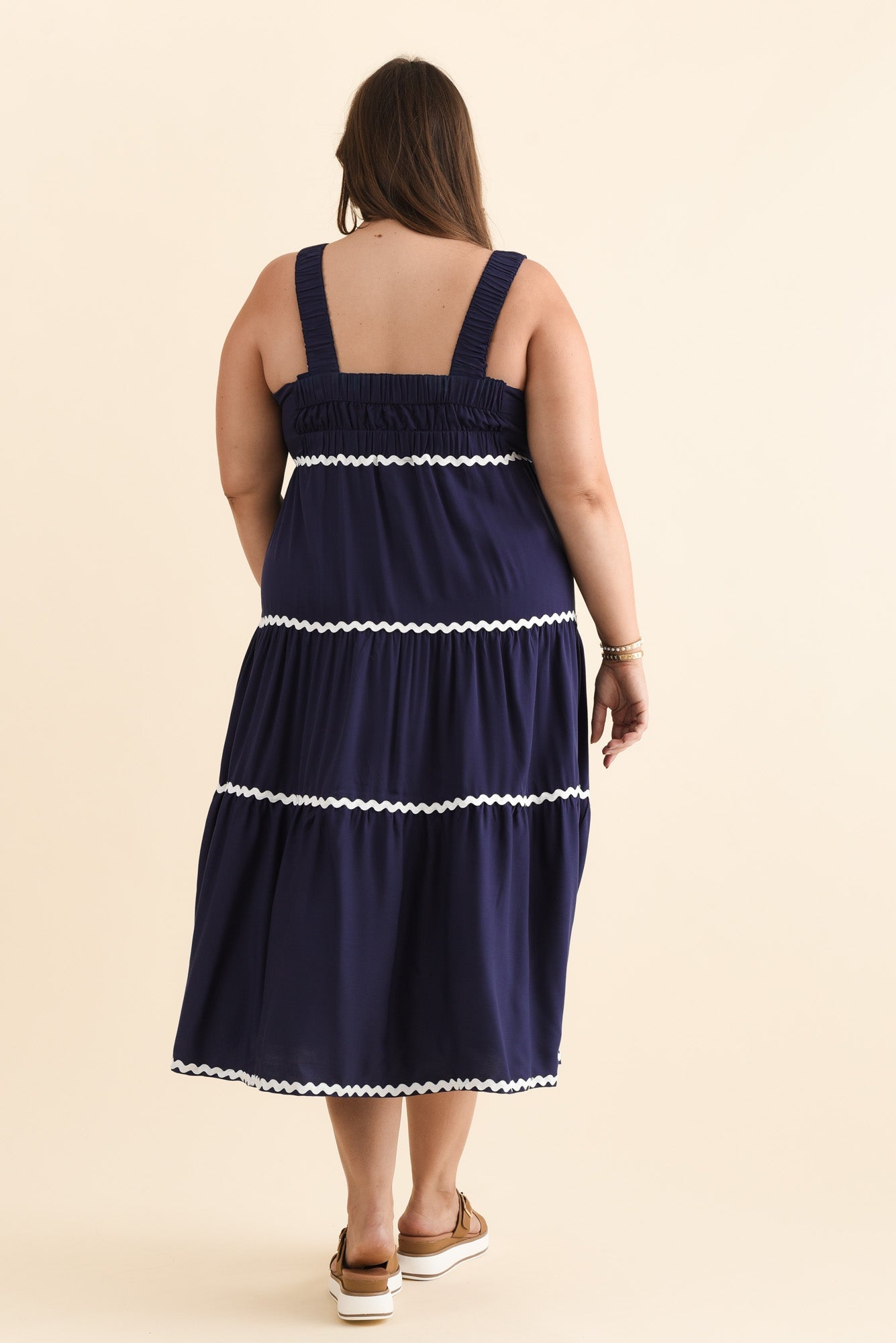 Josie Navy Contrast Tier Dress