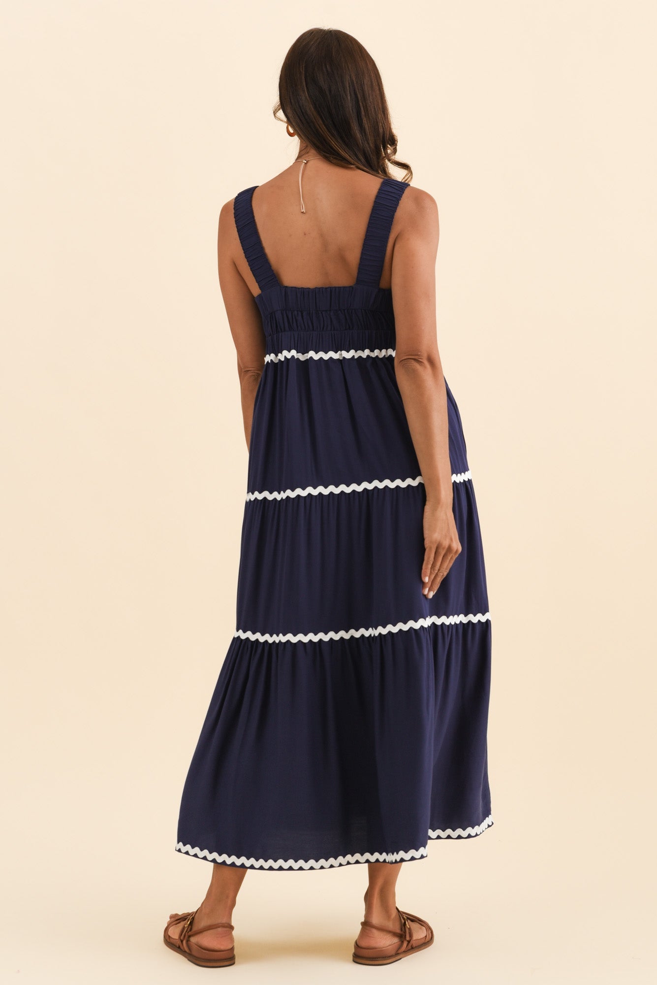 Josie Navy Contrast Tier Dress