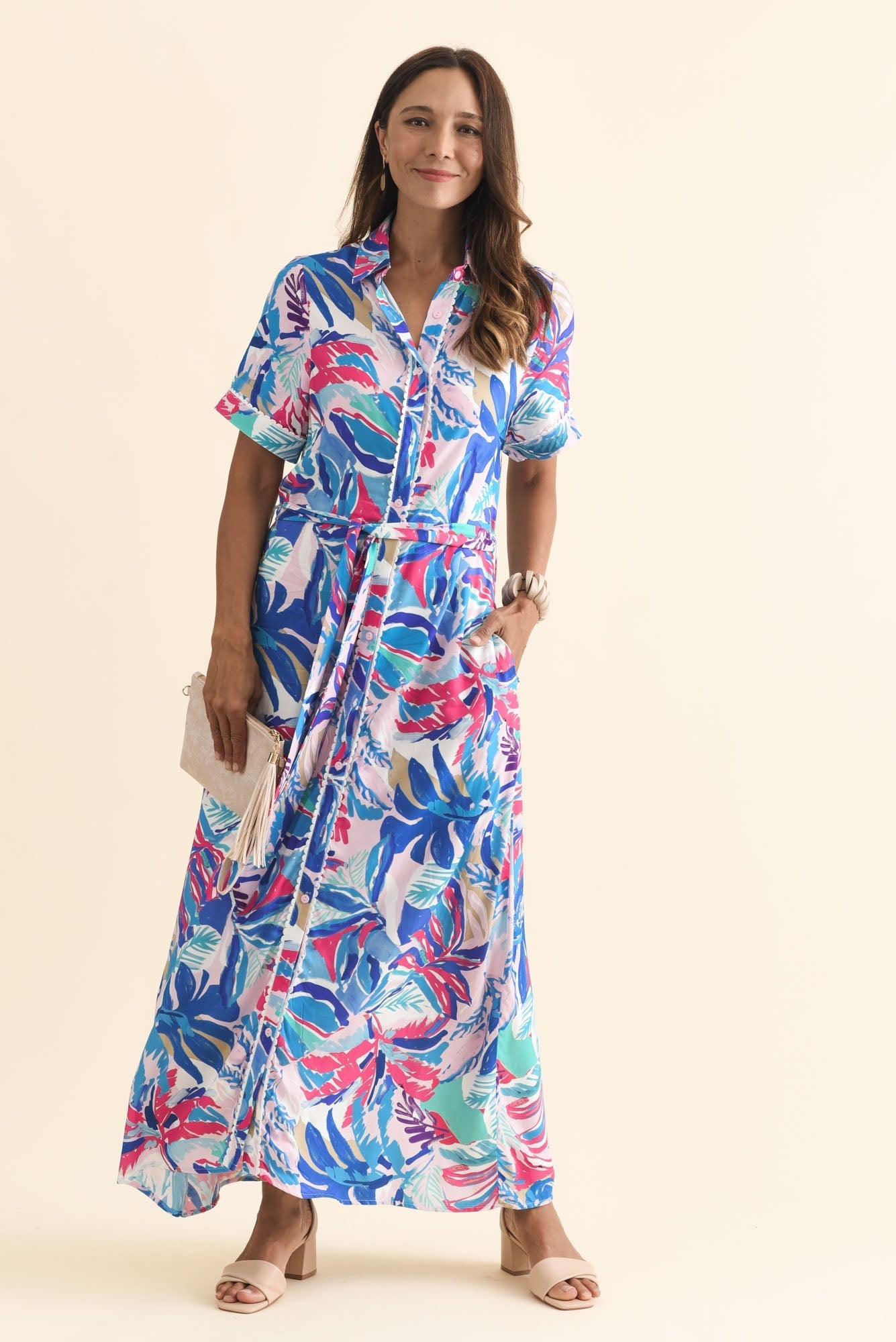 Jossalyn Indigo Leaf Tie Dress