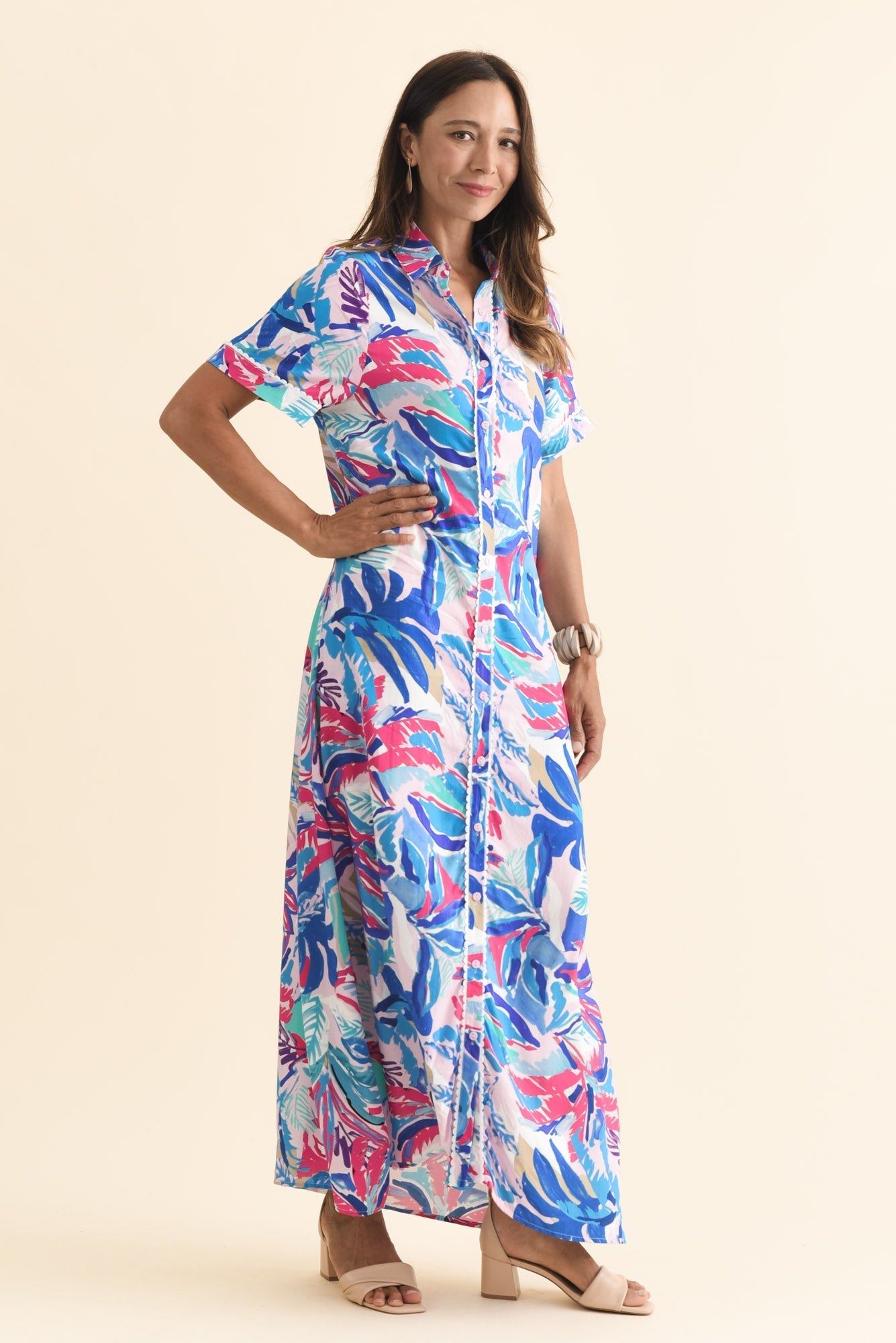 Jossalyn Indigo Leaf Tie Dress