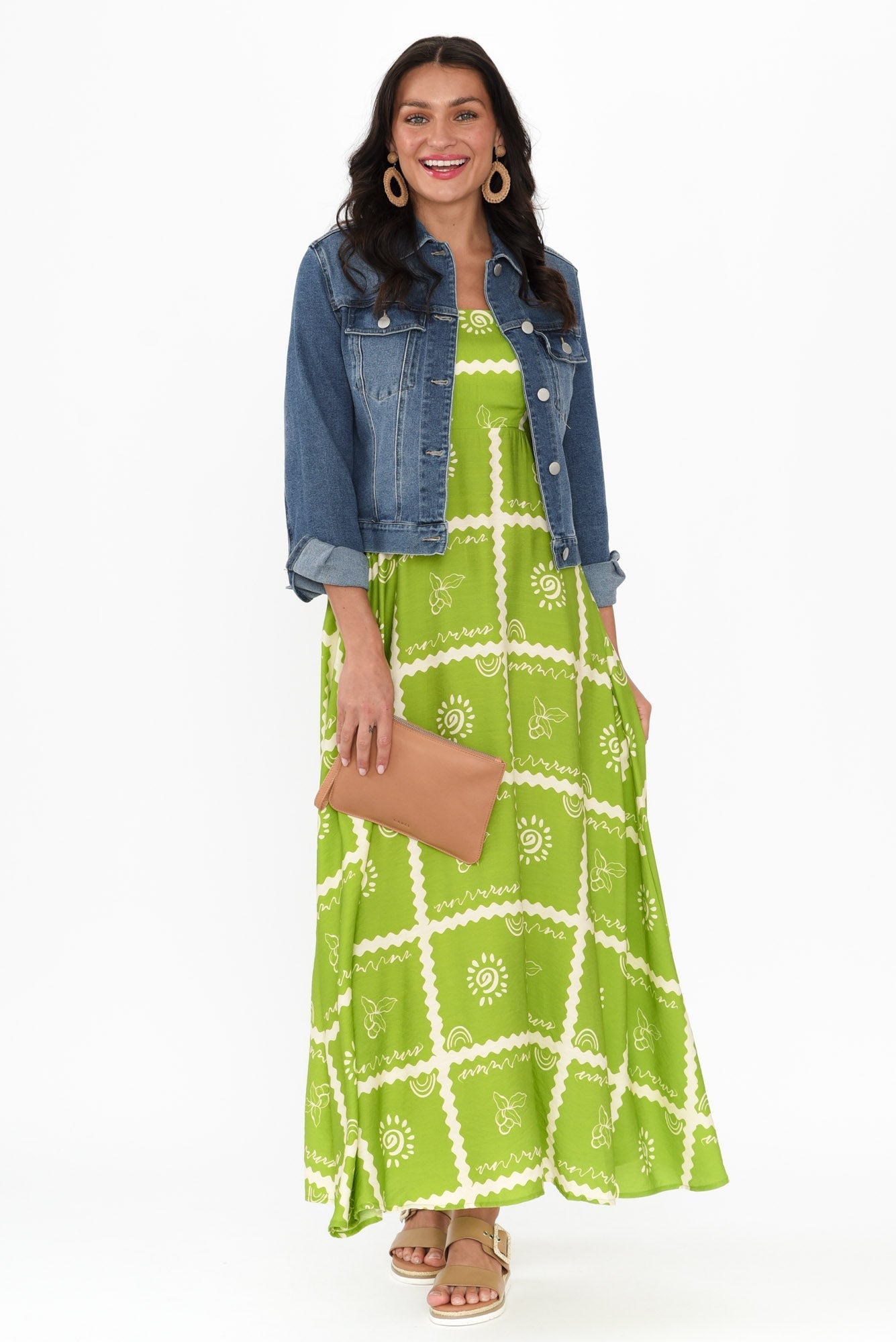 Julietta Green Tile Sleeveless Maxi Dress