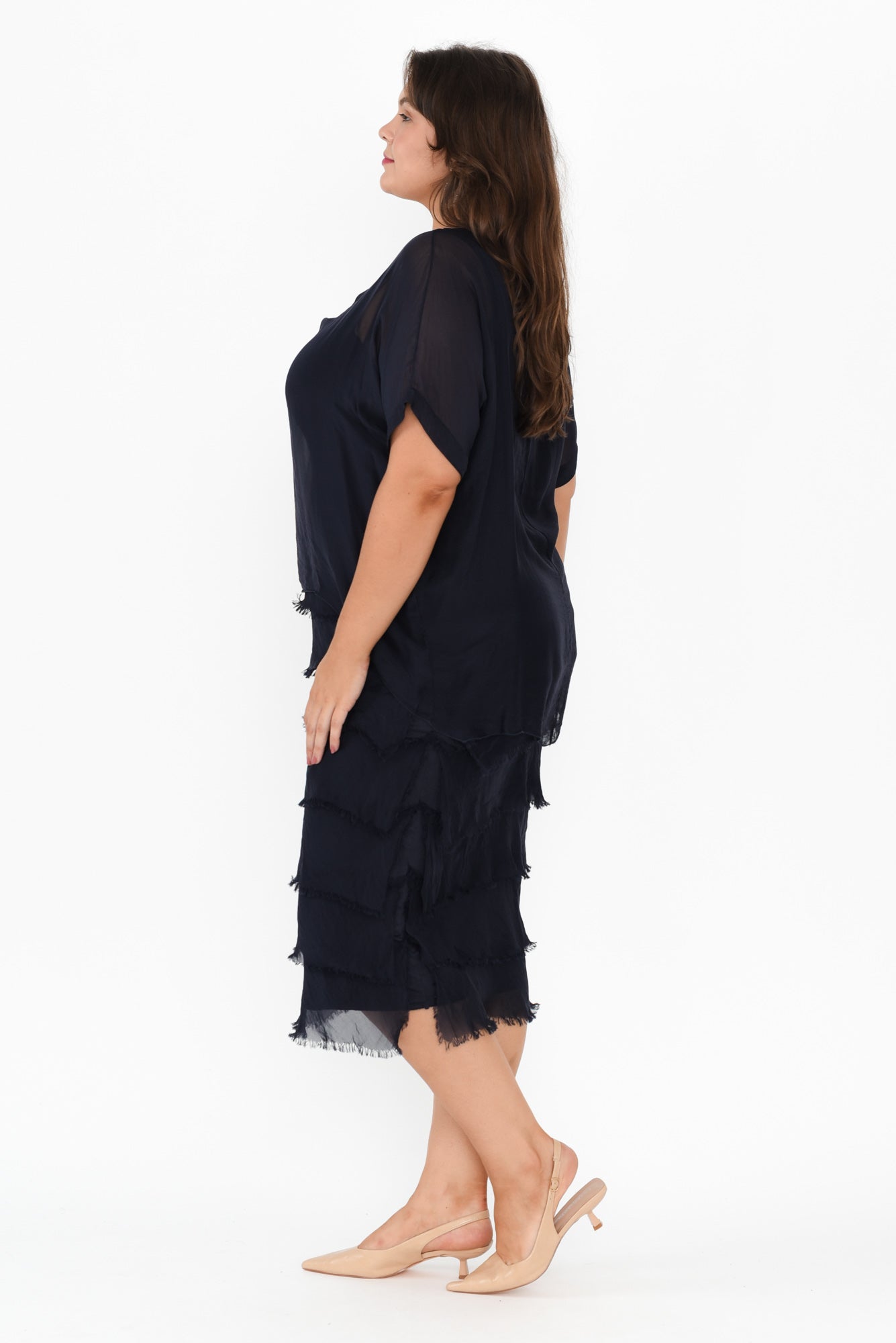 Katerina Navy Silk Overlay Maxi Dress