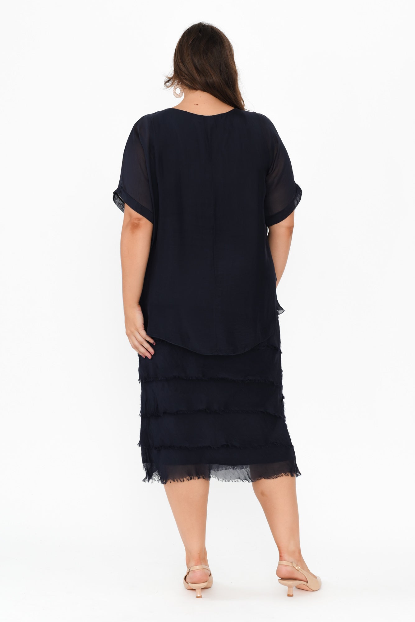 Katerina Navy Silk Overlay Maxi Dress