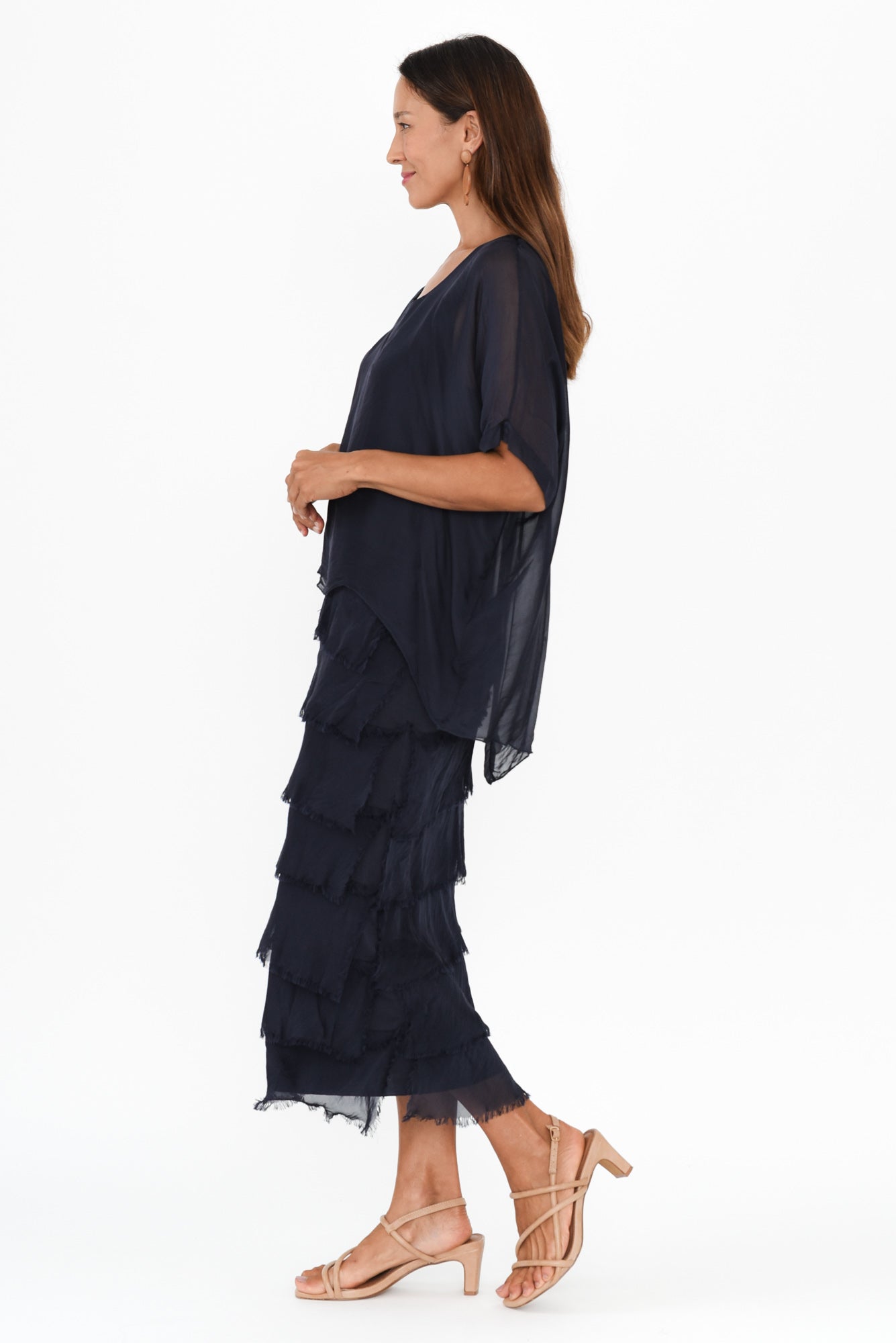 Katerina Navy Silk Overlay Maxi Dress