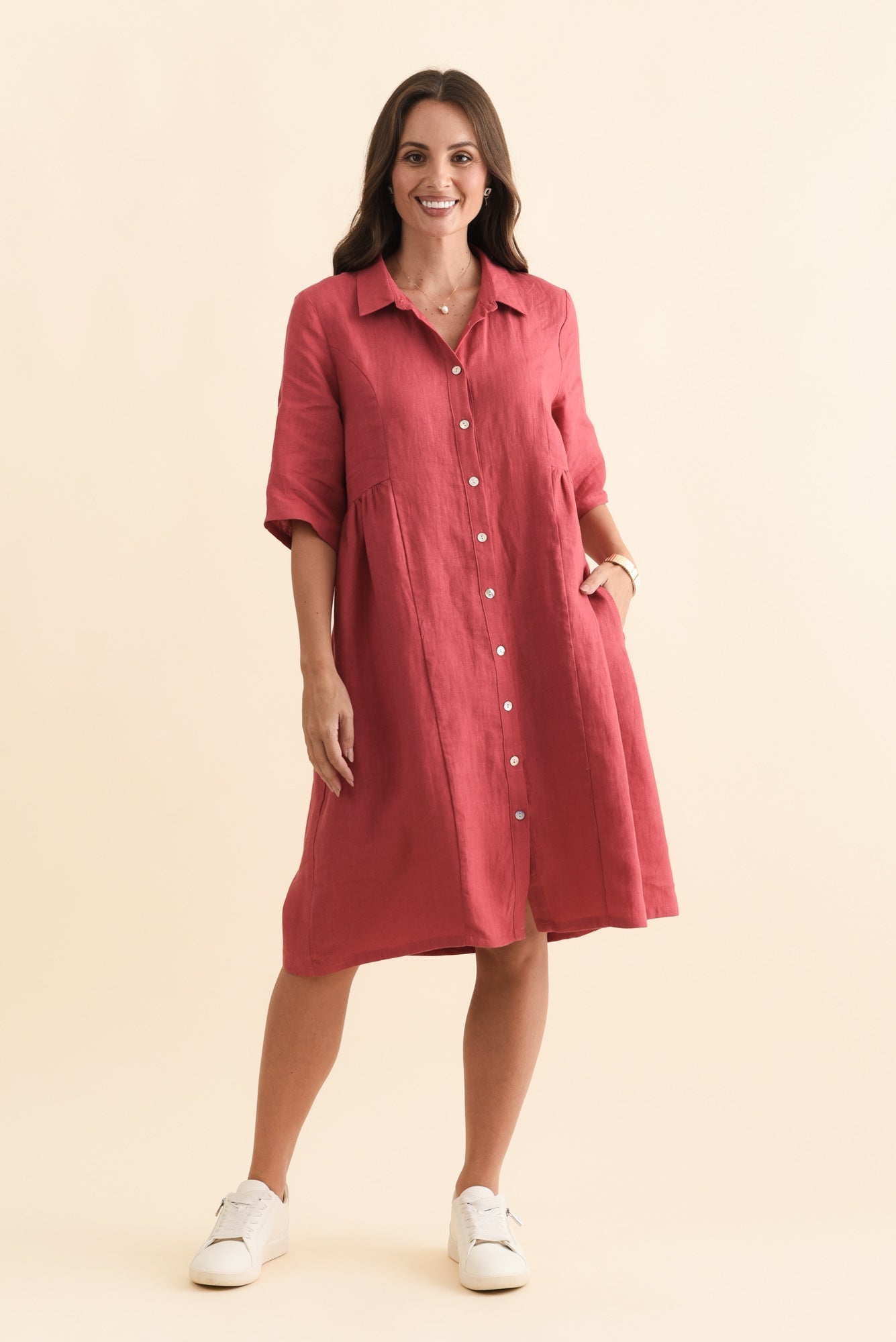Katy Berry Linen Pocket Dress