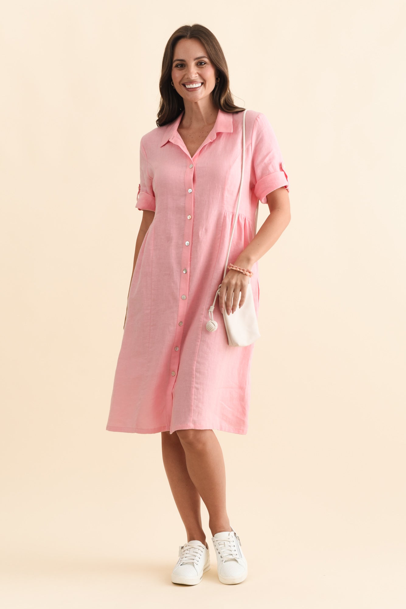 Katy Pink Linen Pocket Dress