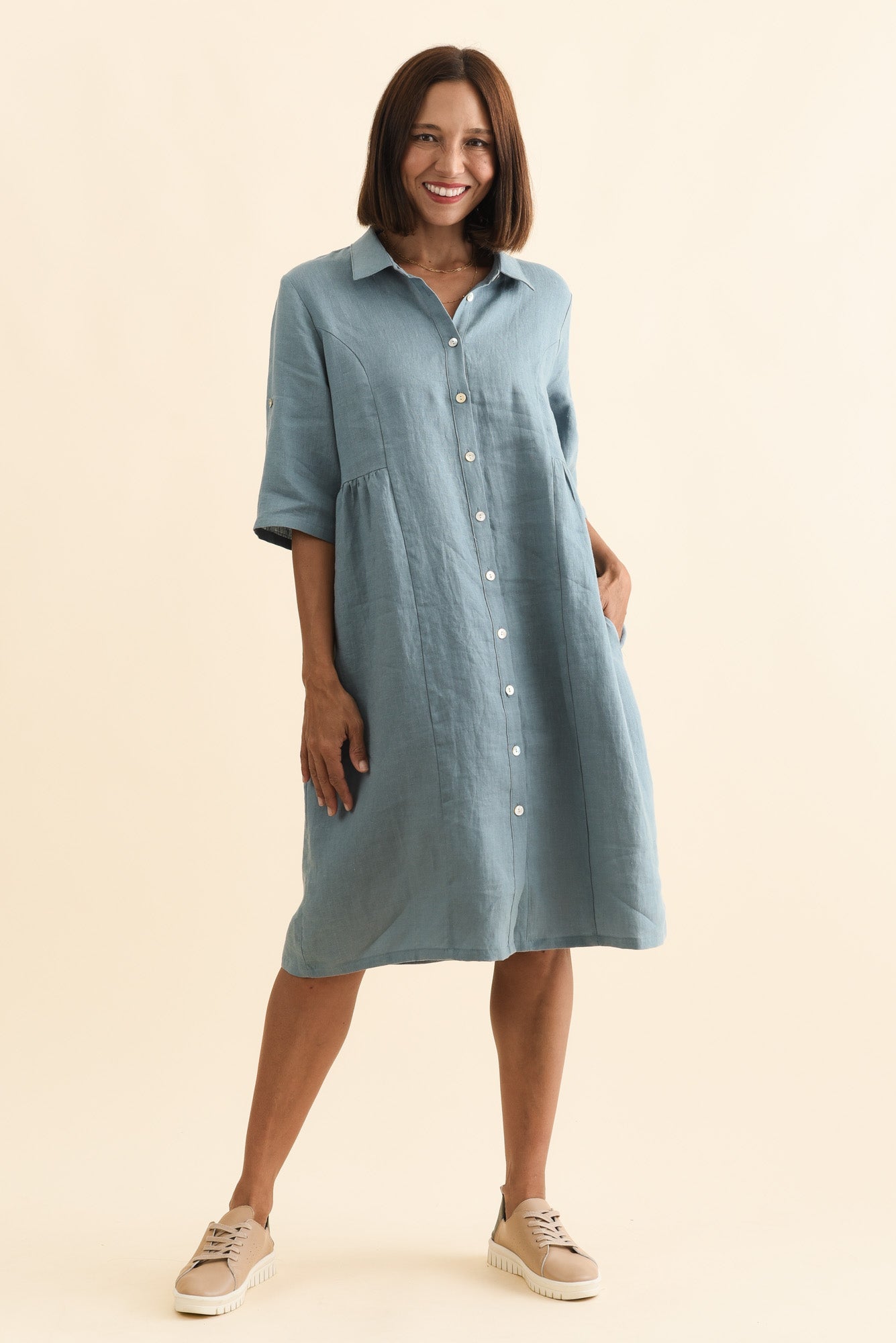 Katy Steel Linen Pocket Dress