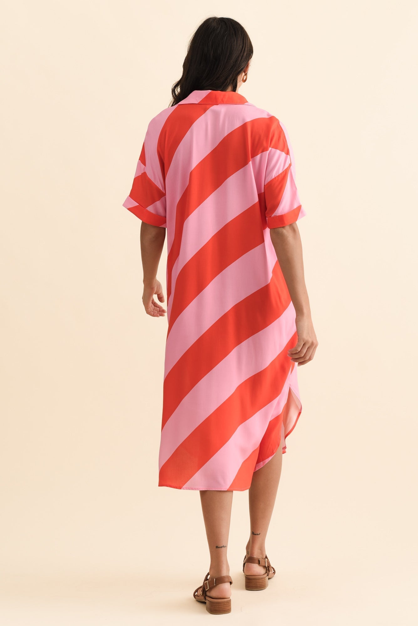 Kazi Pink Stripe Shirt Dress