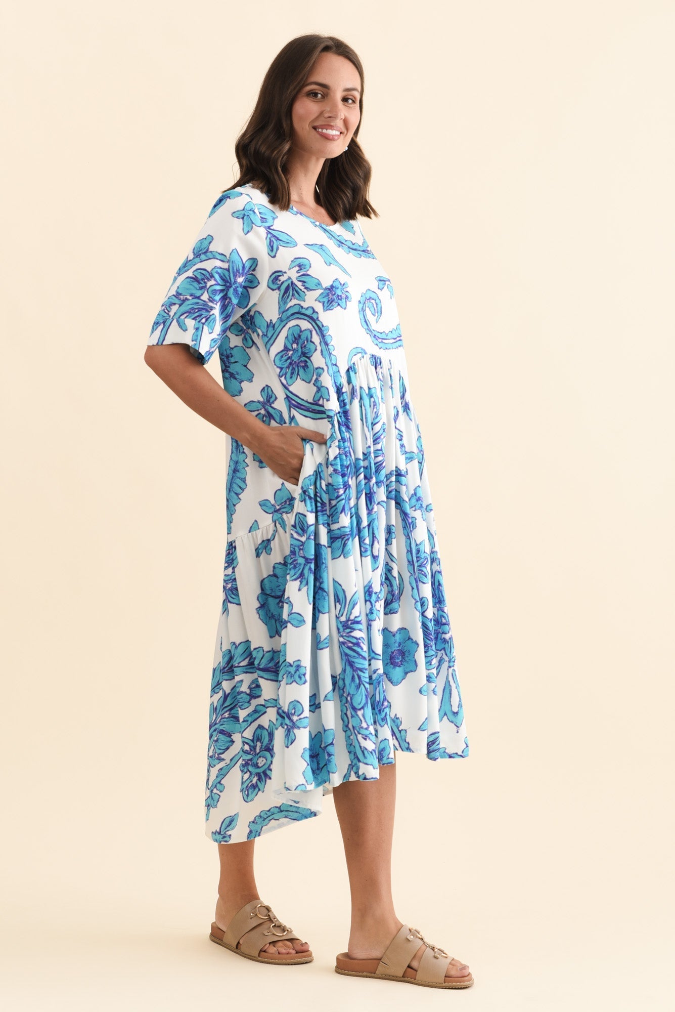 Kiana Blue Paisley Peak Dress