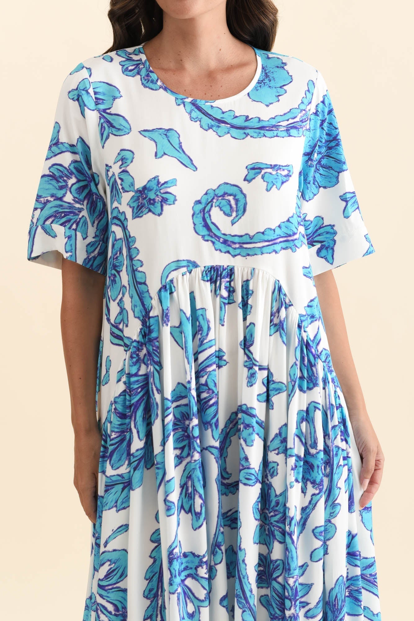 Kiana Blue Paisley Peak Dress