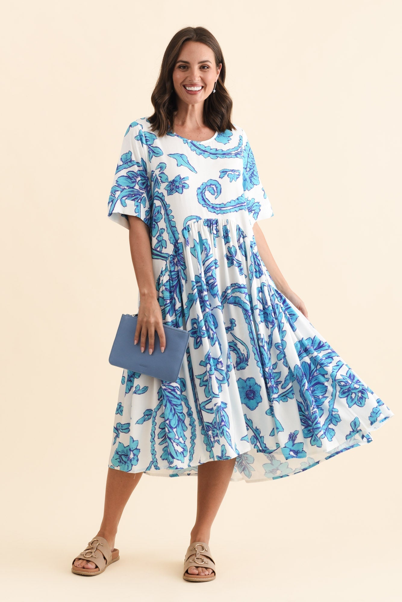 Kiana Blue Paisley Peak Dress
