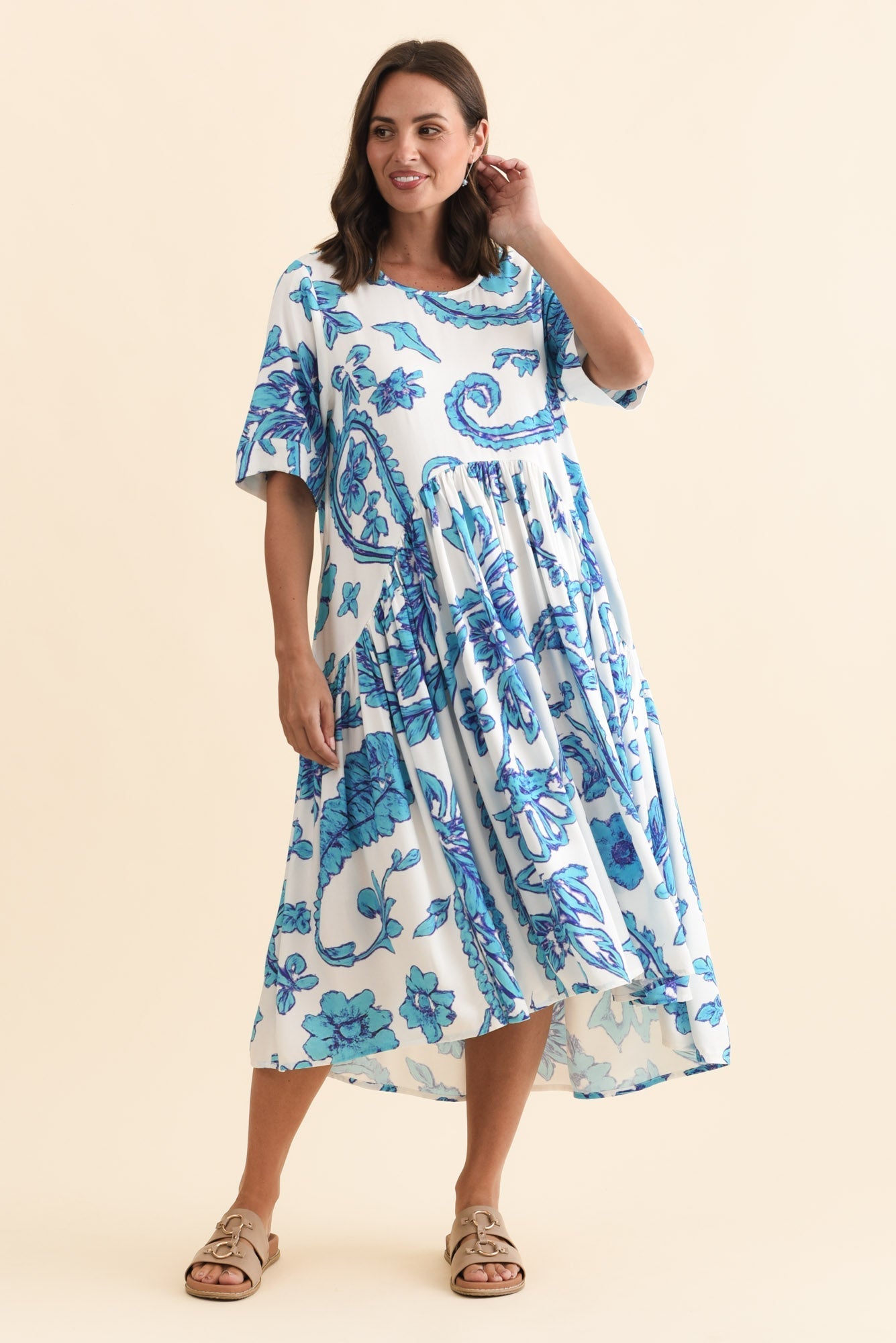 Kiana Blue Paisley Peak Dress