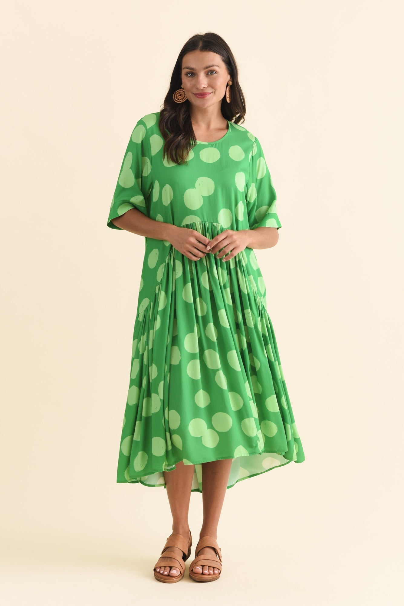 Kiana Green Spot Peak Dress