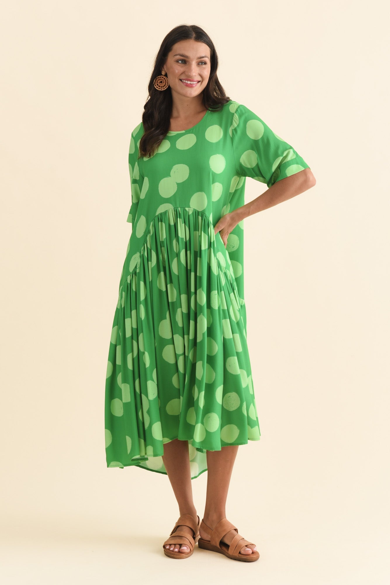 Kiana Green Spot Peak Dress