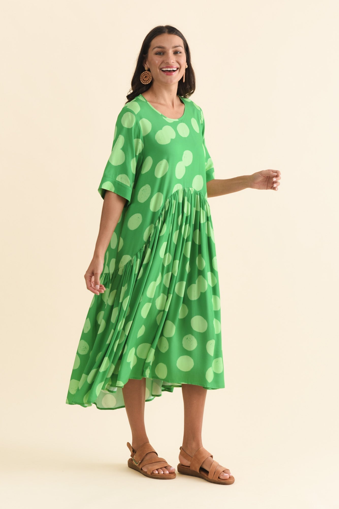 Kiana Green Spot Peak Dress