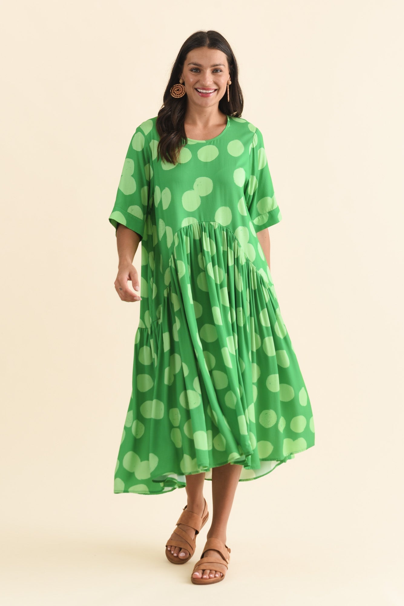 Kiana Green Spot Peak Dress