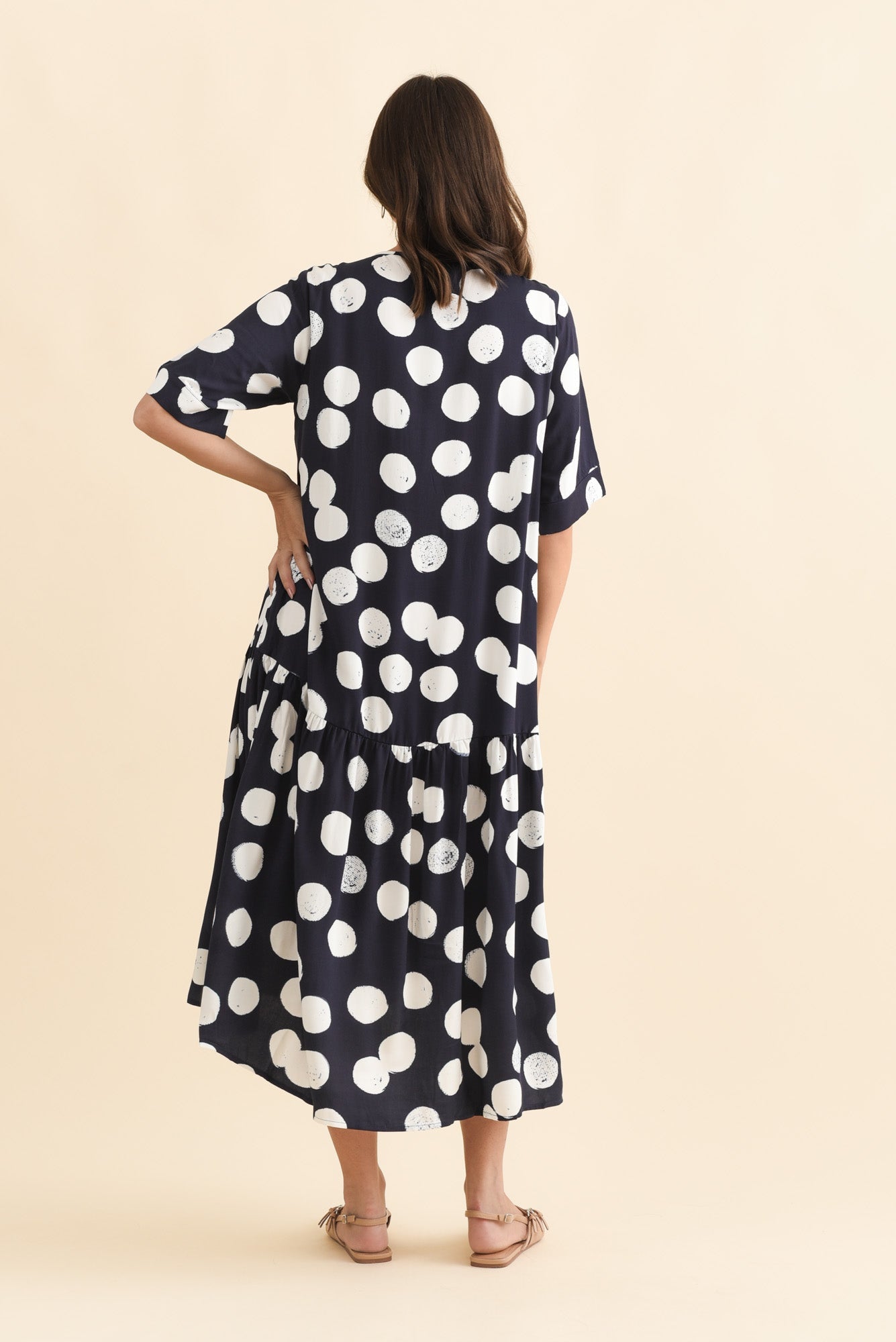Kiana Navy Spot Peak Dress
