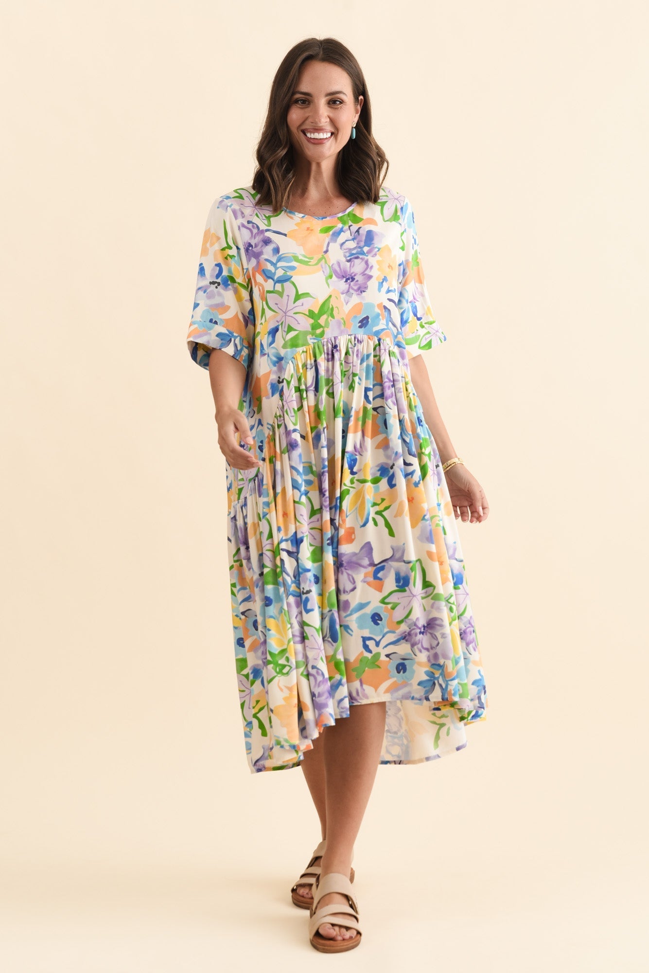 Kiana Purple Floral Peak Dress