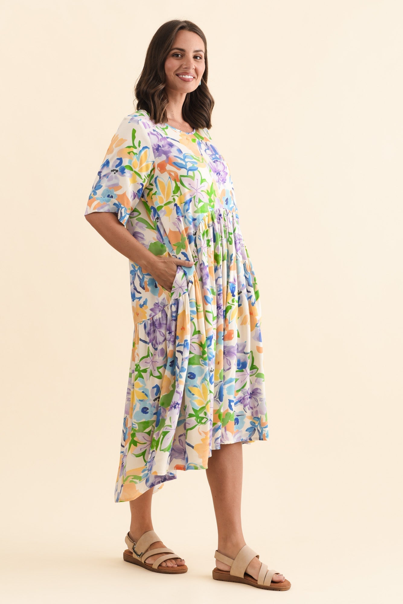 Kiana Purple Floral Peak Dress
