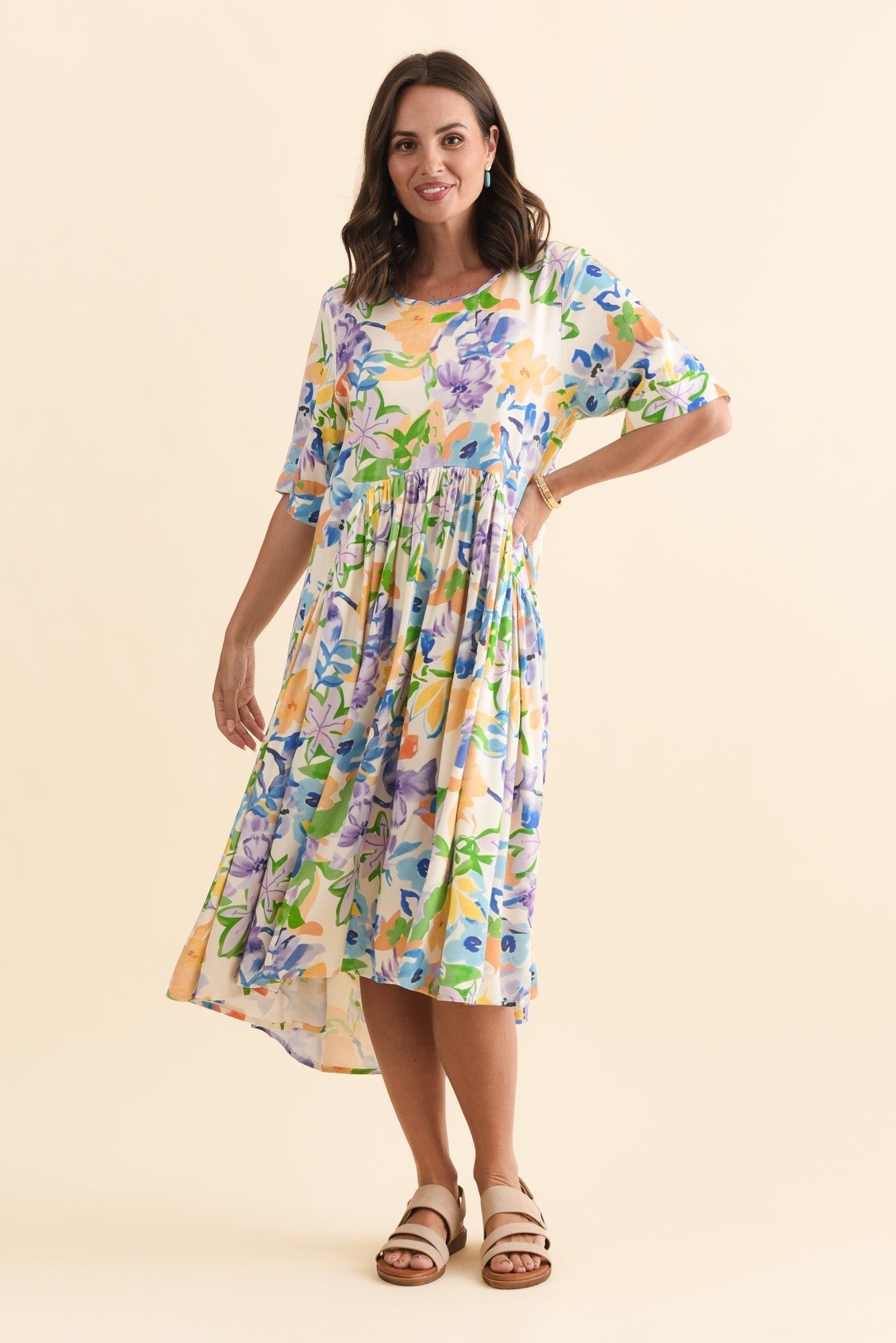 Kiana Purple Floral Peak Dress