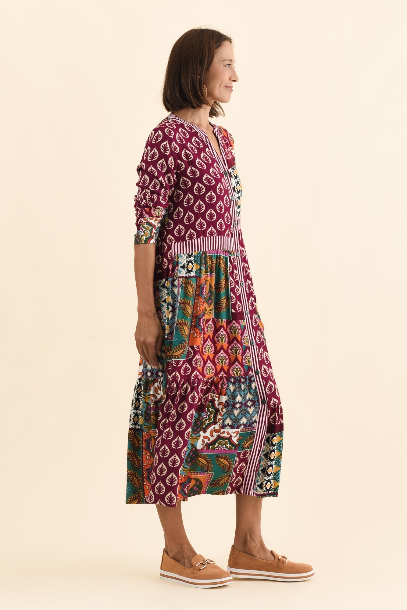 Lacala Purple Motif Button Dress
