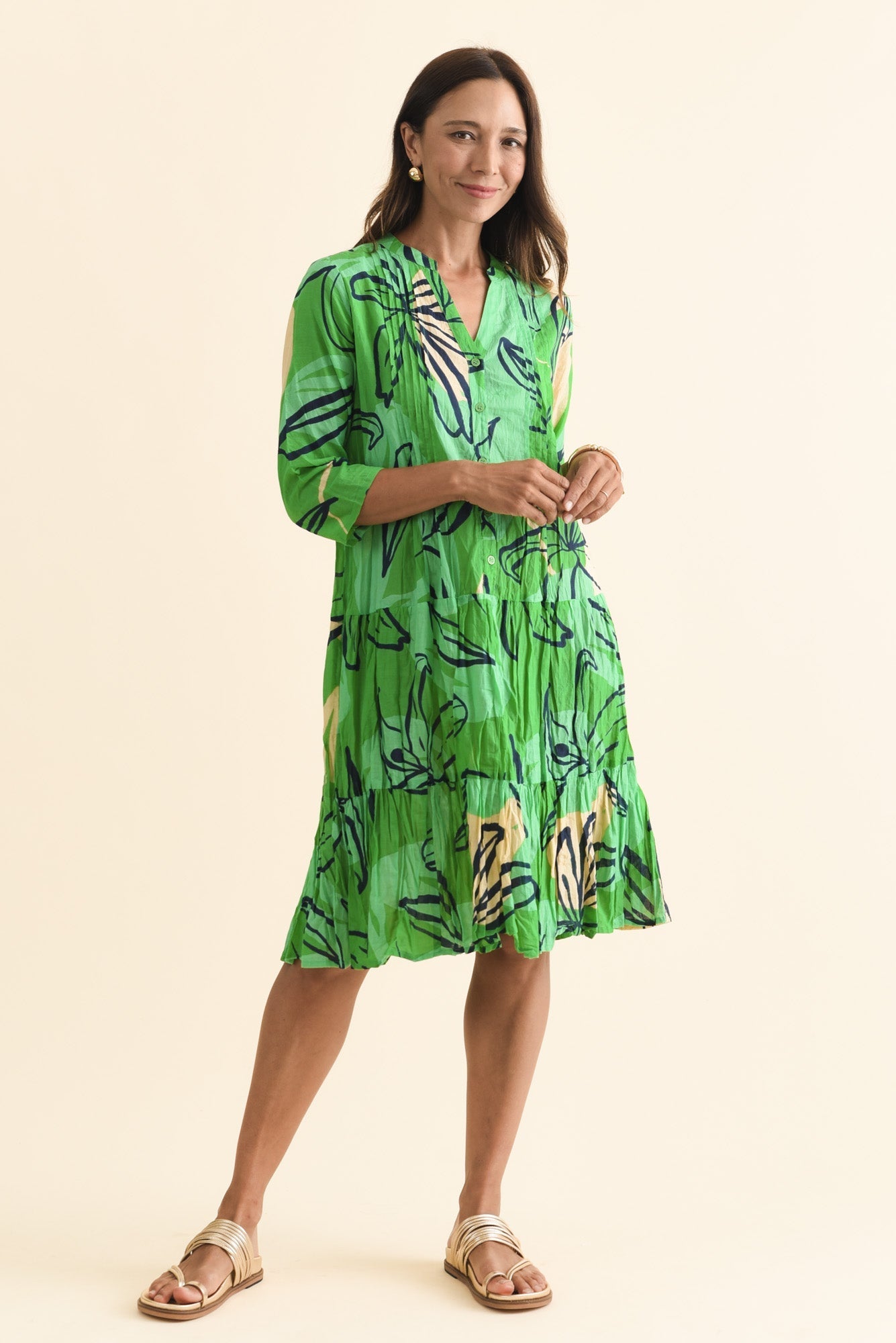 Larissa Green Lily Cotton Pleated Dress